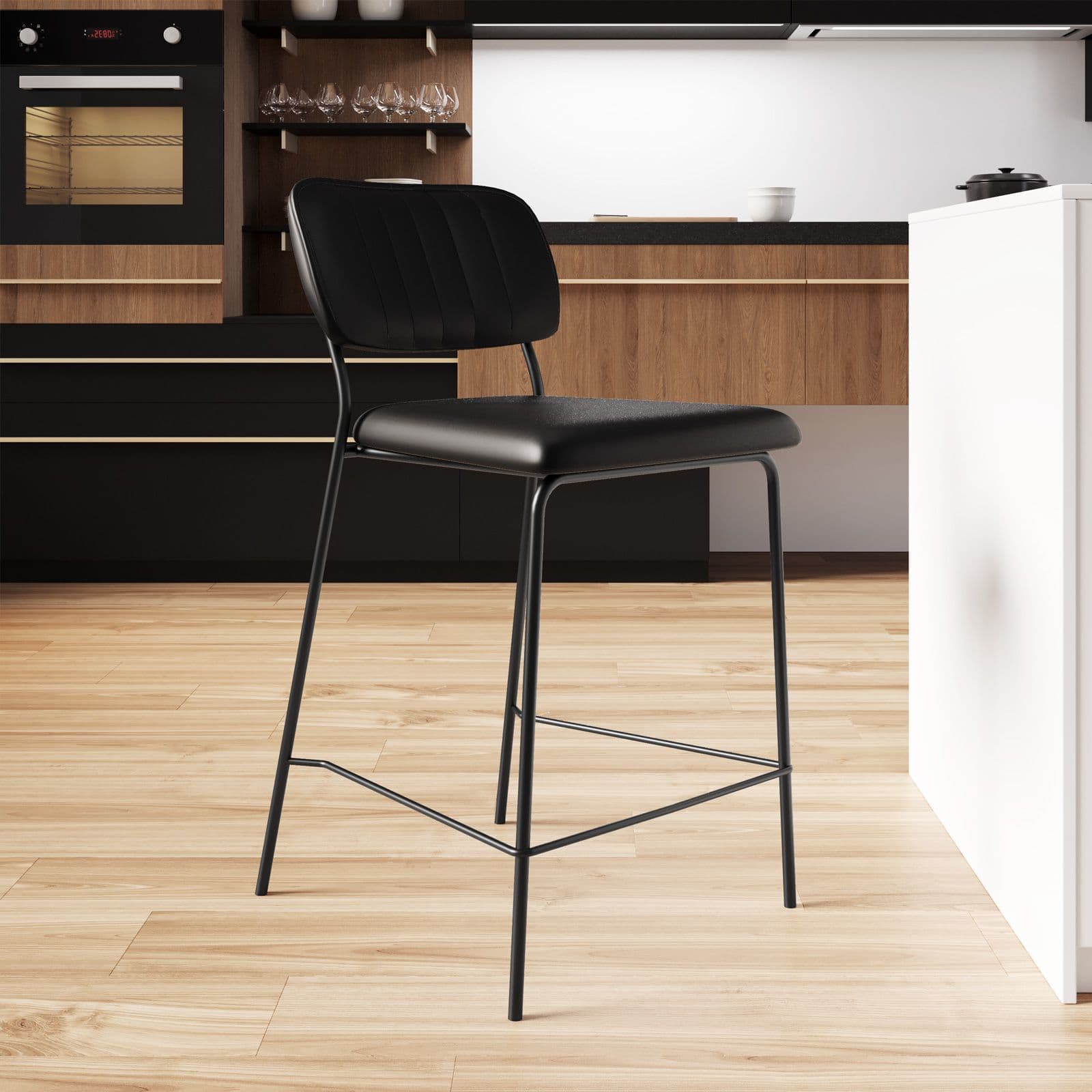 Set 2 sgabelli in similpelle nero - Marmin