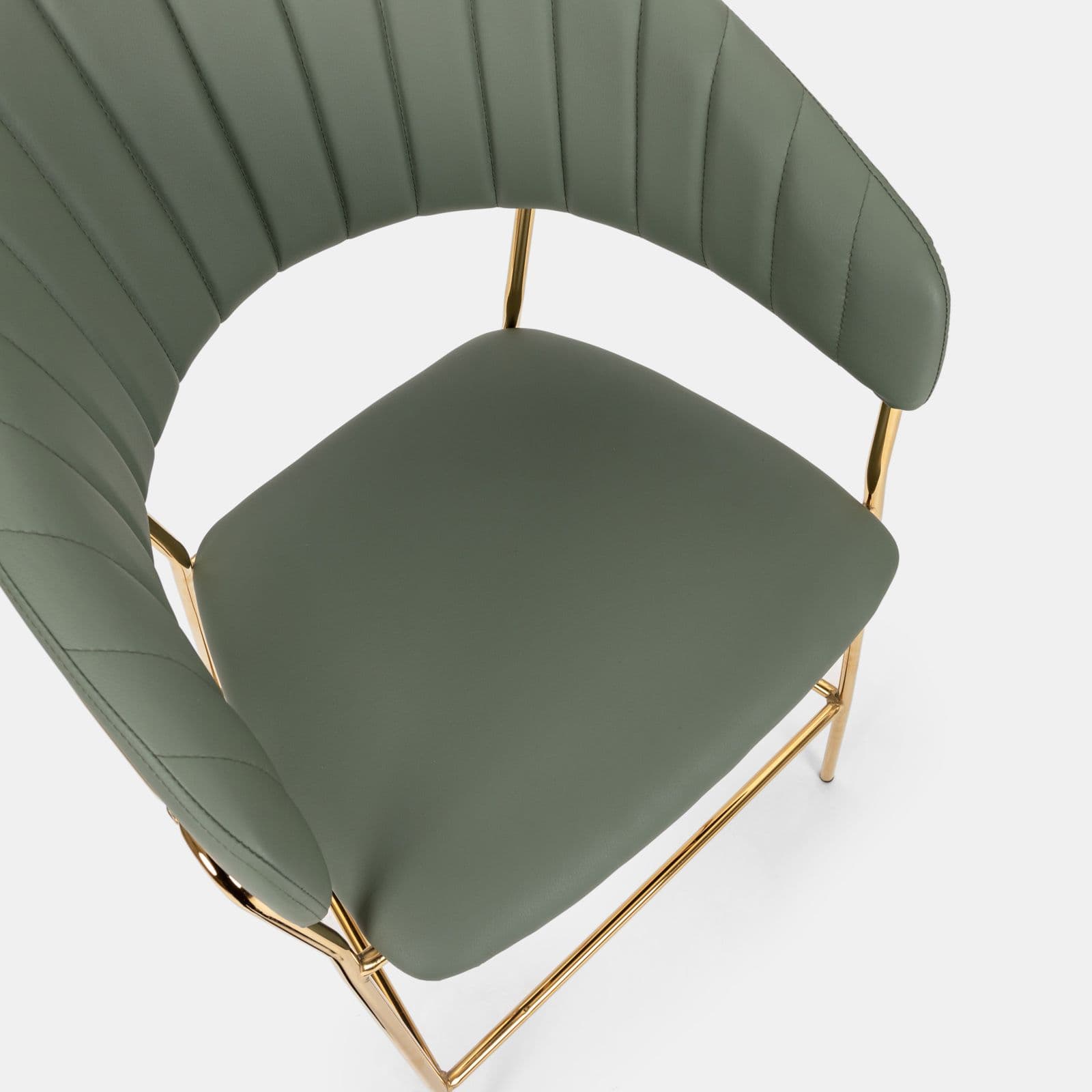 Set 2 sgabelli in similpelle verde scuro con gambe oro - Anette