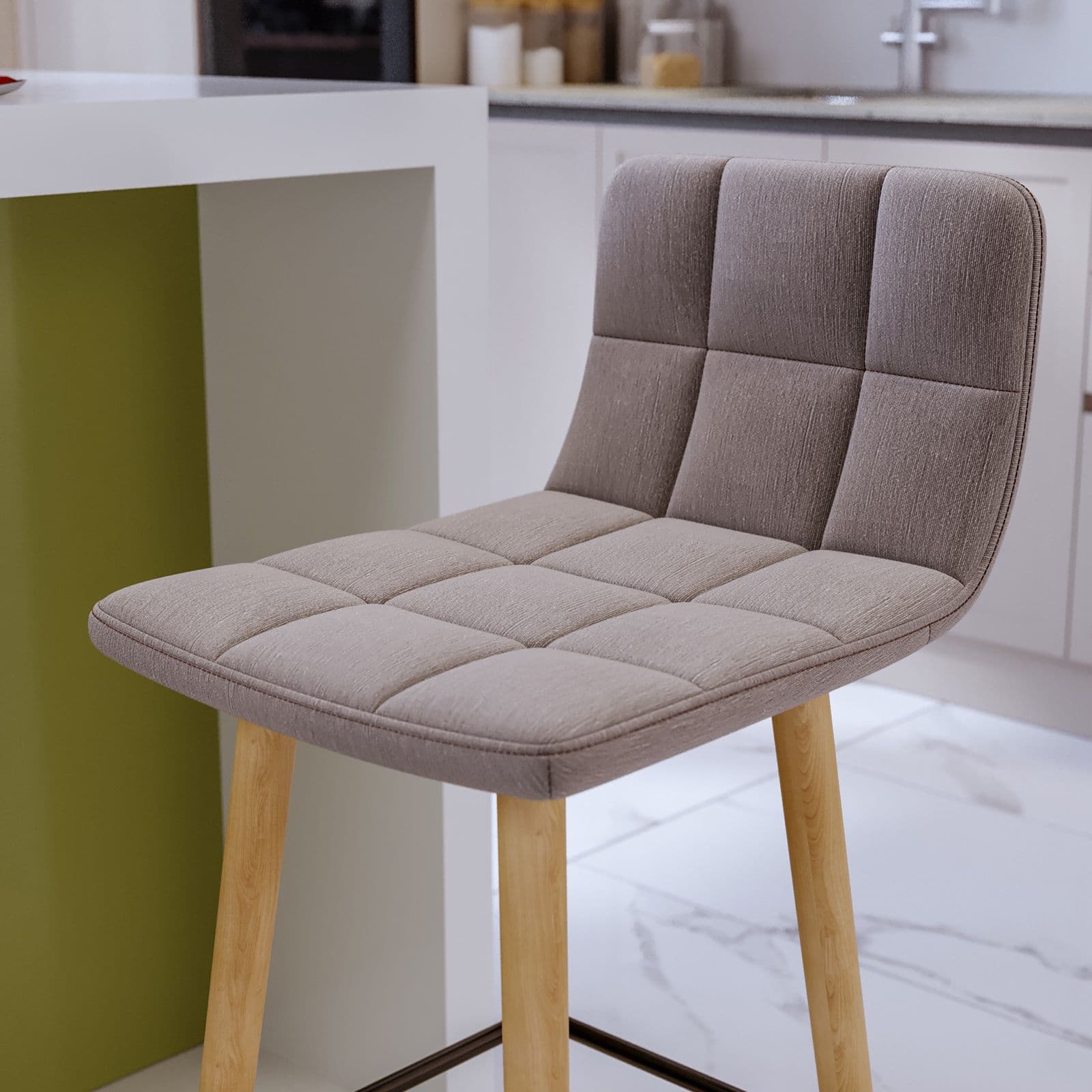 Set 2 sgabelli in tessuto grigio chiaro con struttura in legno - Rolls