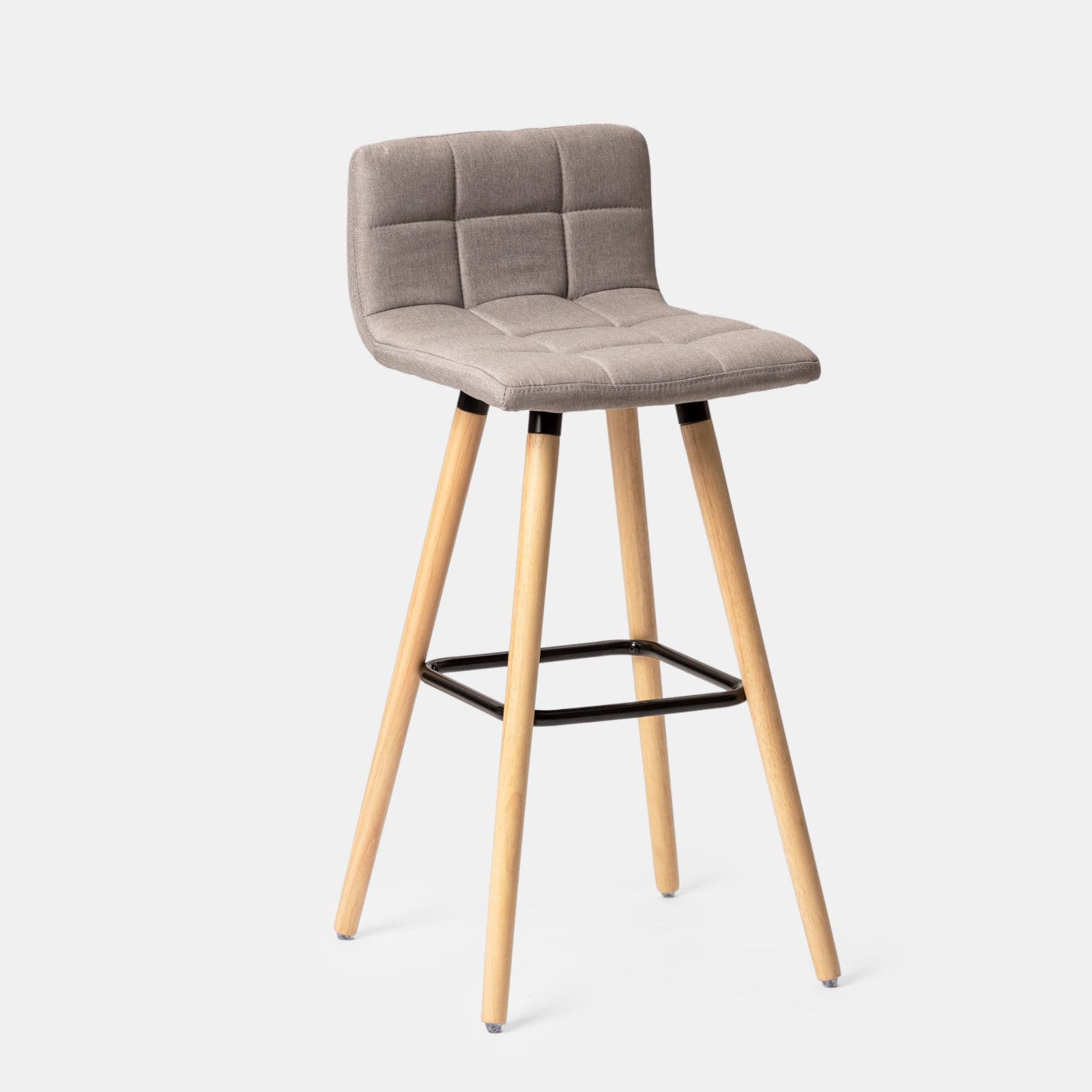 Set 2 sgabelli in tessuto grigio chiaro con struttura in legno - Rolls