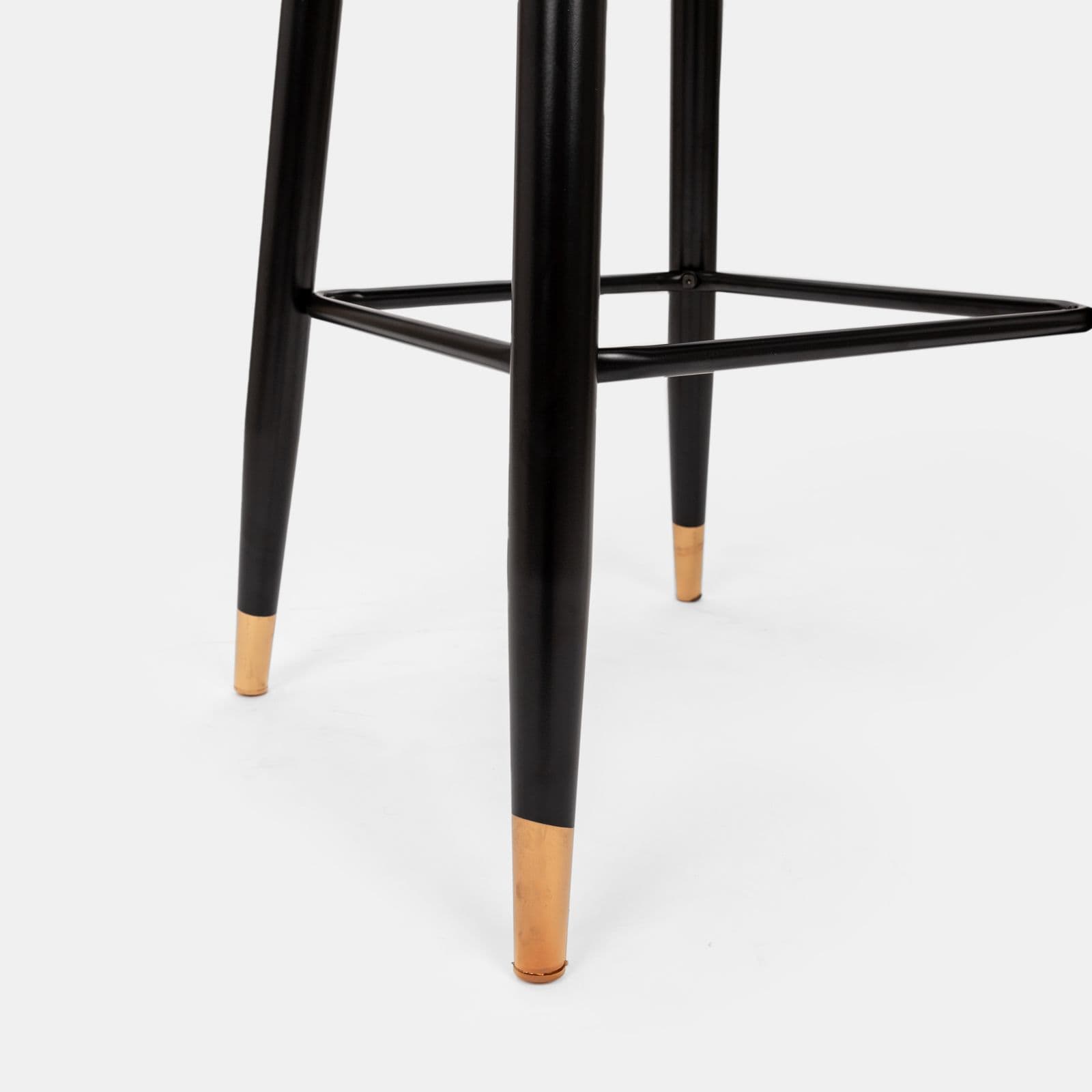 Set 2 sgabelli in tessuto tortora con gambe nere e oro - Genny