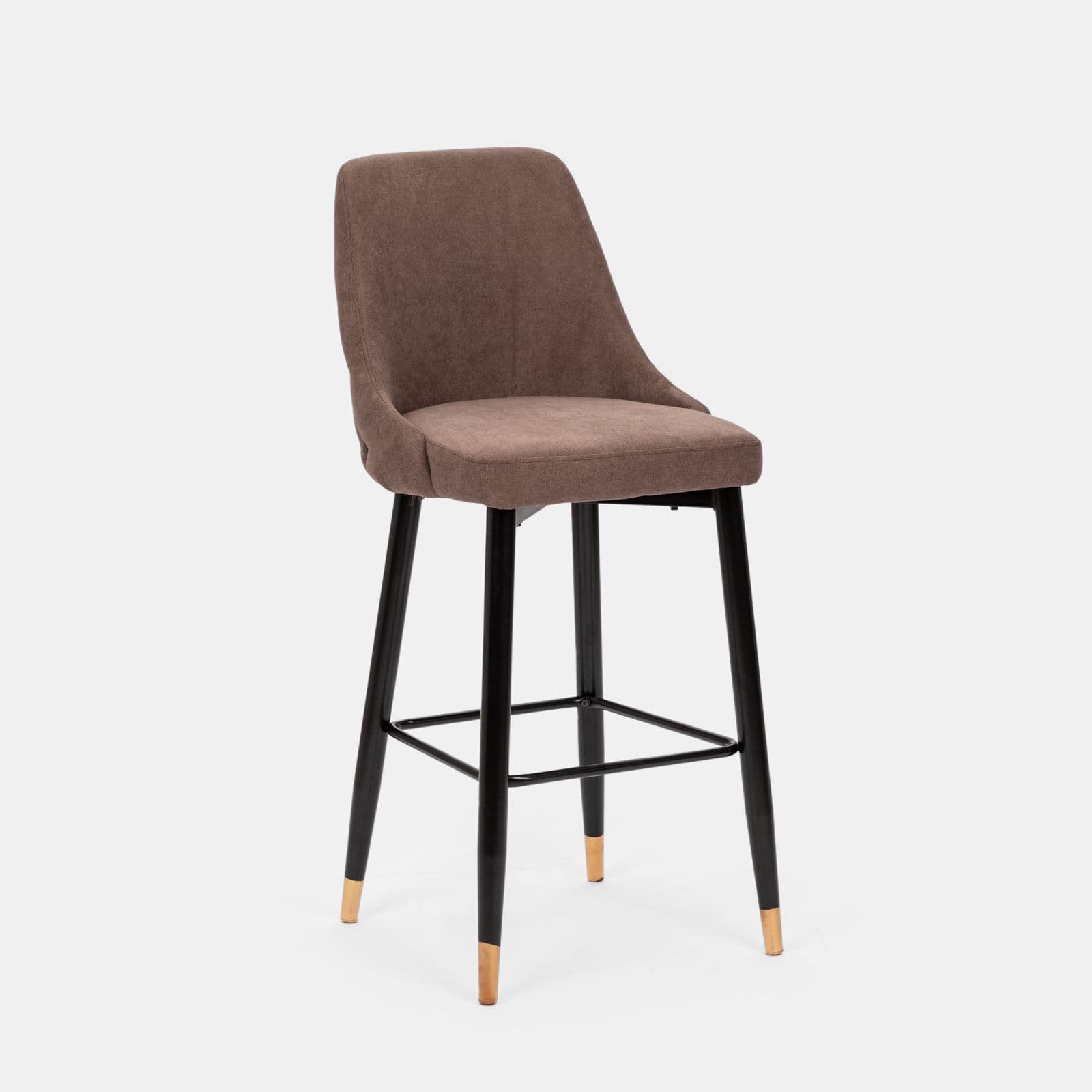 Set 2 sgabelli in tessuto tortora con gambe nere e oro - Genny
