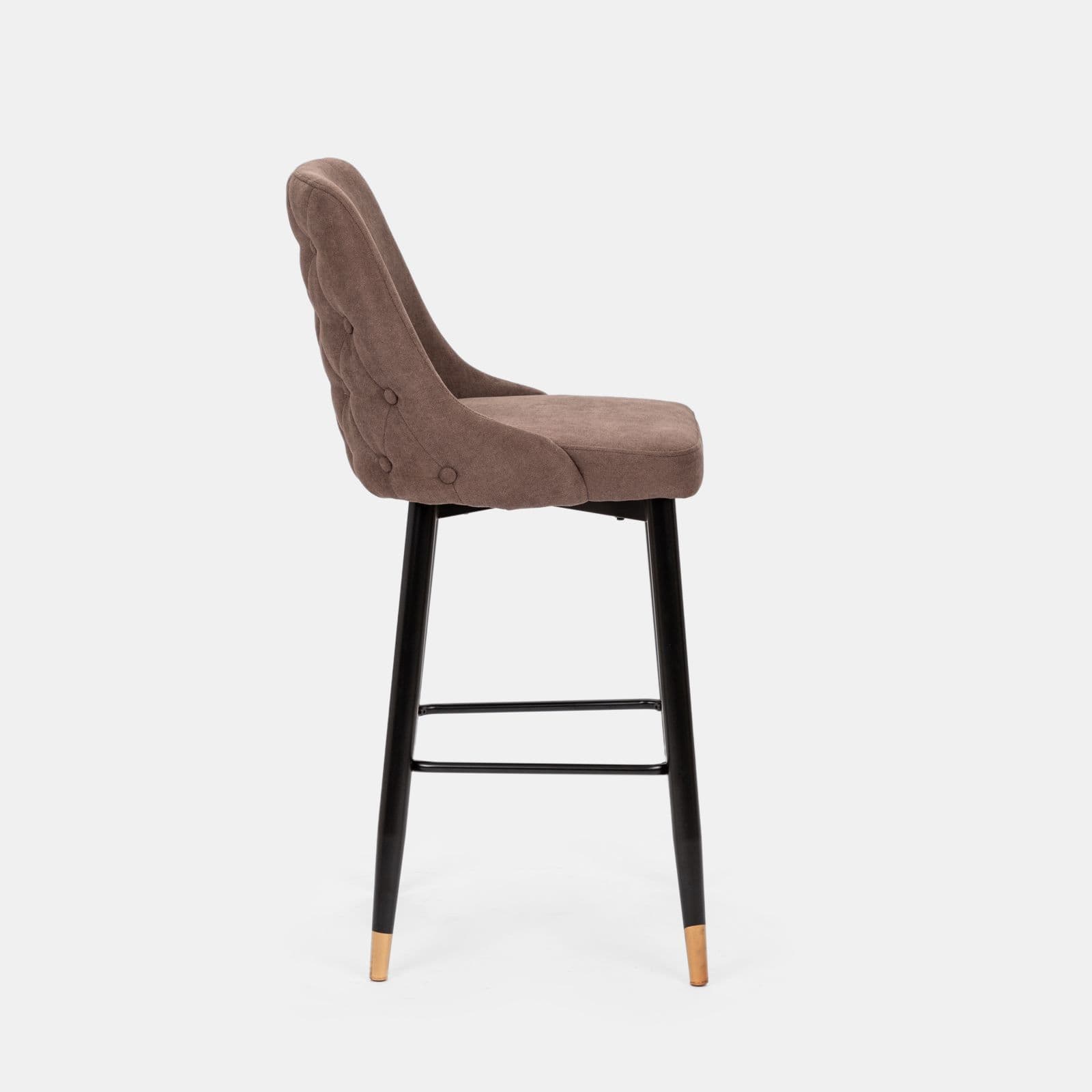 Set 2 sgabelli in tessuto tortora con gambe nere e oro - Genny