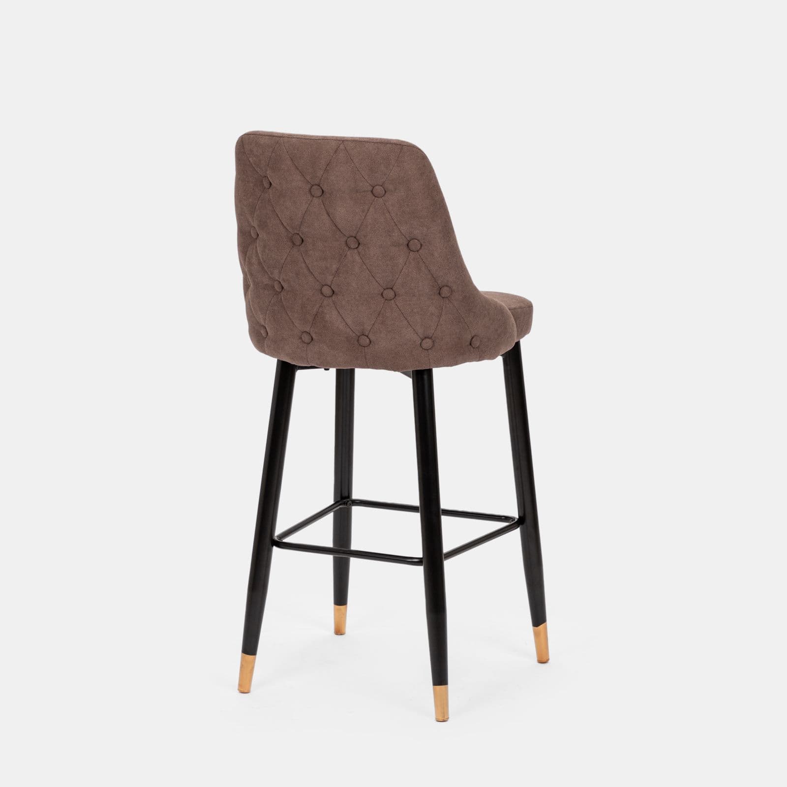 Set 2 sgabelli in tessuto tortora con gambe nere e oro - Genny
