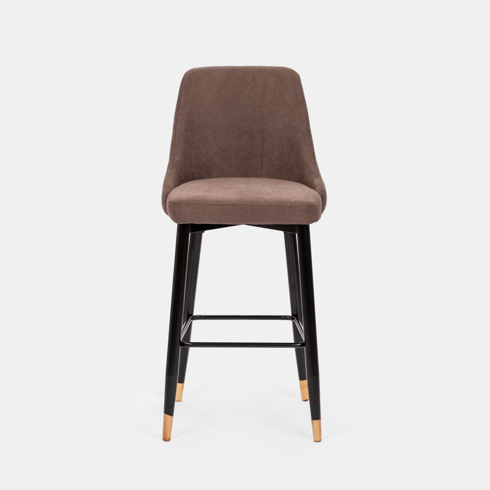 Set 2 sgabelli in tessuto tortora con gambe nere e oro - Genny
