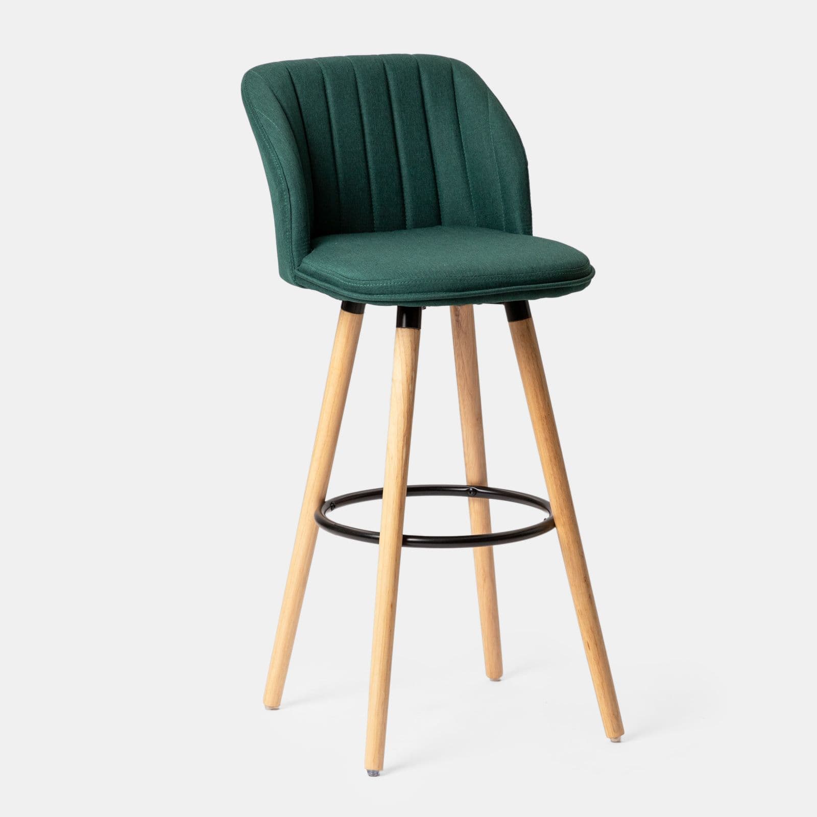 Set 2 sgabelli in tessuto verde bosco con struttura in legno - Adriel