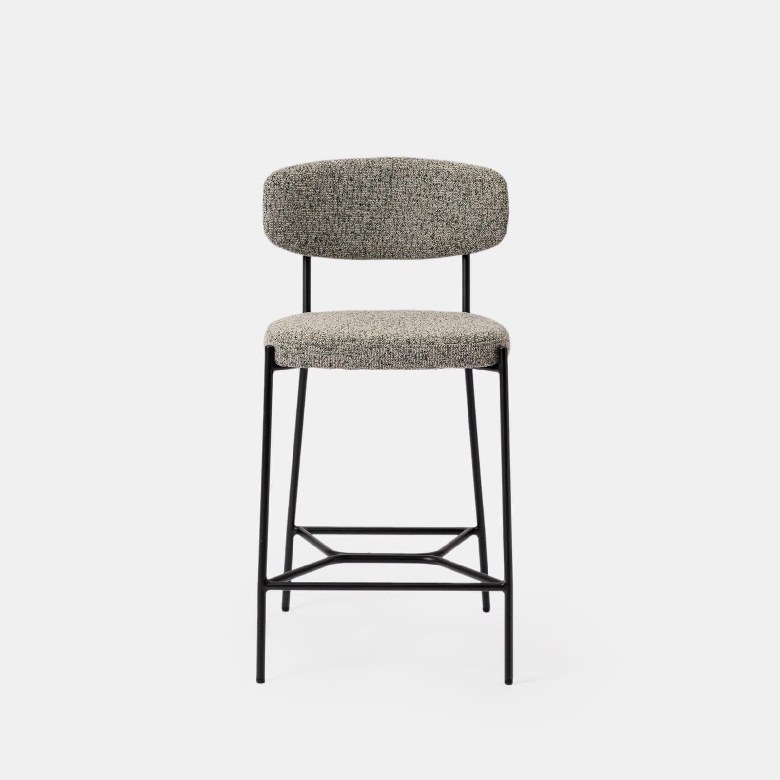 Set 2 sgabelli in tessuto verde con gambe in metallo nero - Ordan
