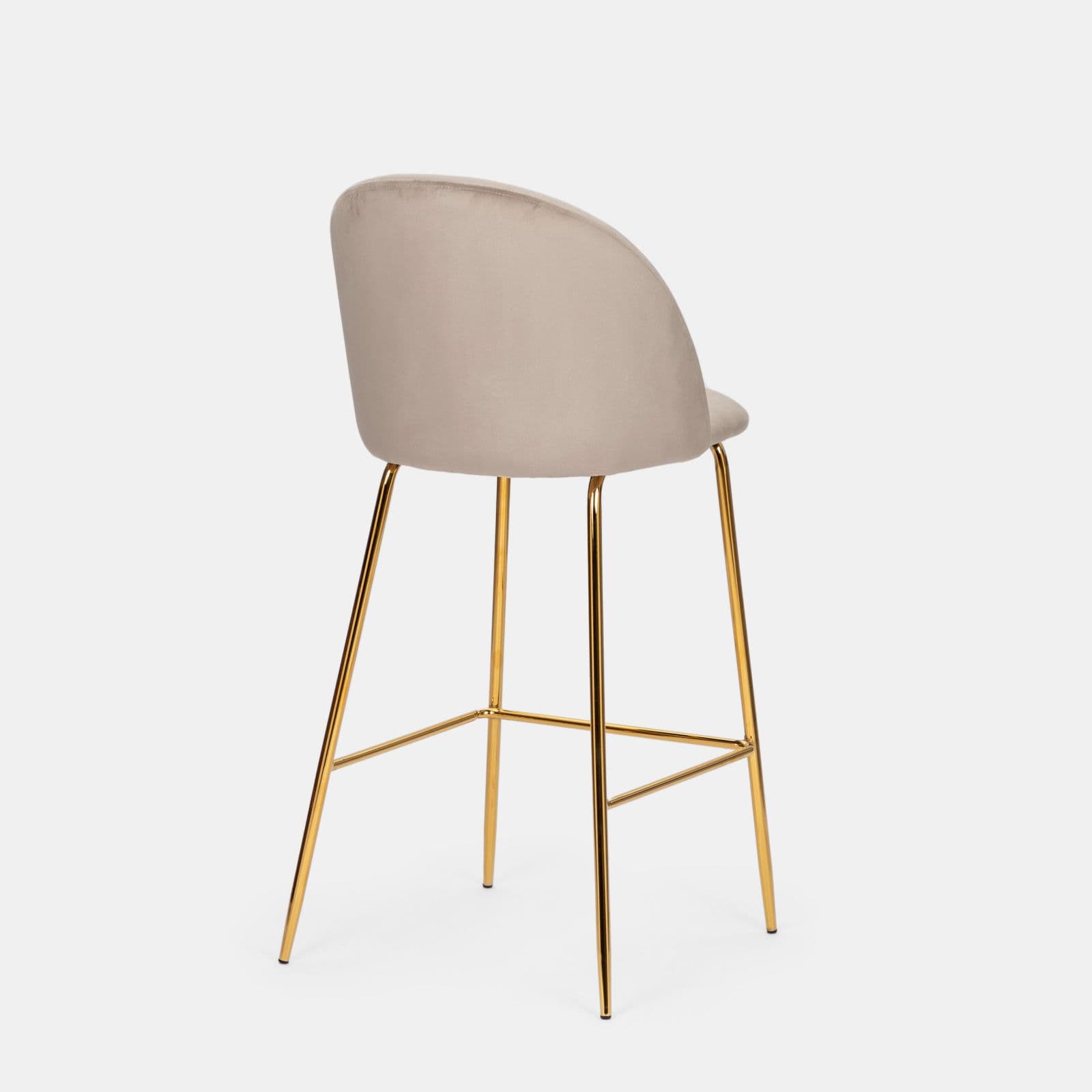 Set 2 sgabelli in velluto tortora con gambe oro - Melt