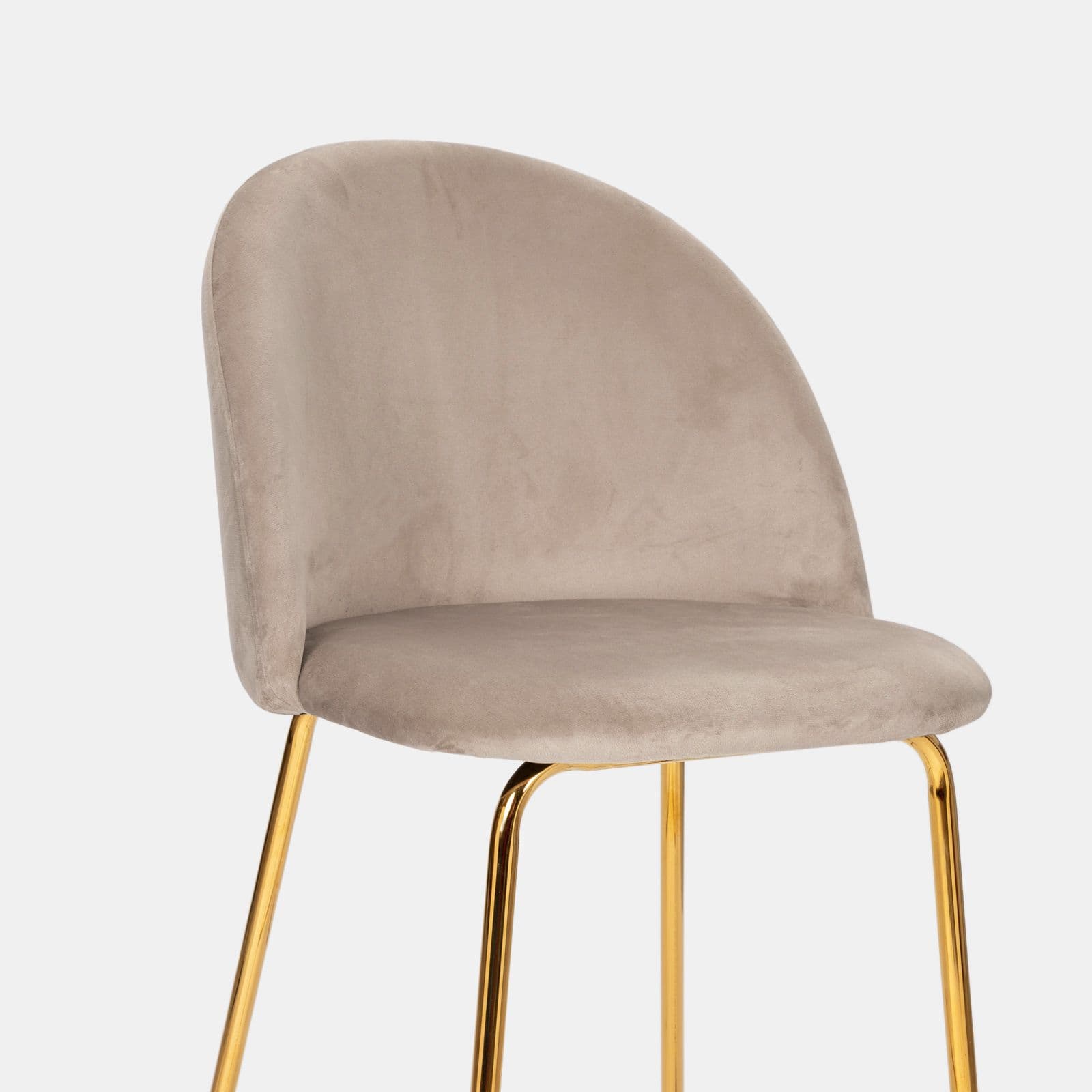 Set 2 sgabelli in velluto tortora con gambe oro - Melt