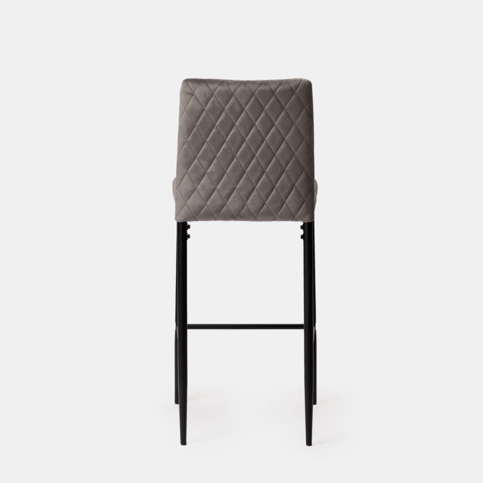 Set 2 sgabelli in velluto grigio fumo con gambe in metallo nero - Frest
