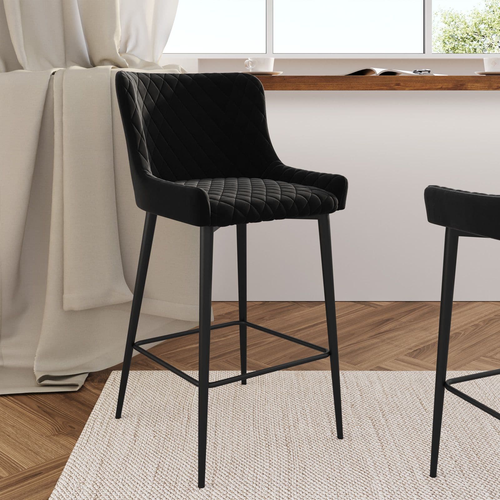 Set 2 sgabelli in velluto nero - Yasi
