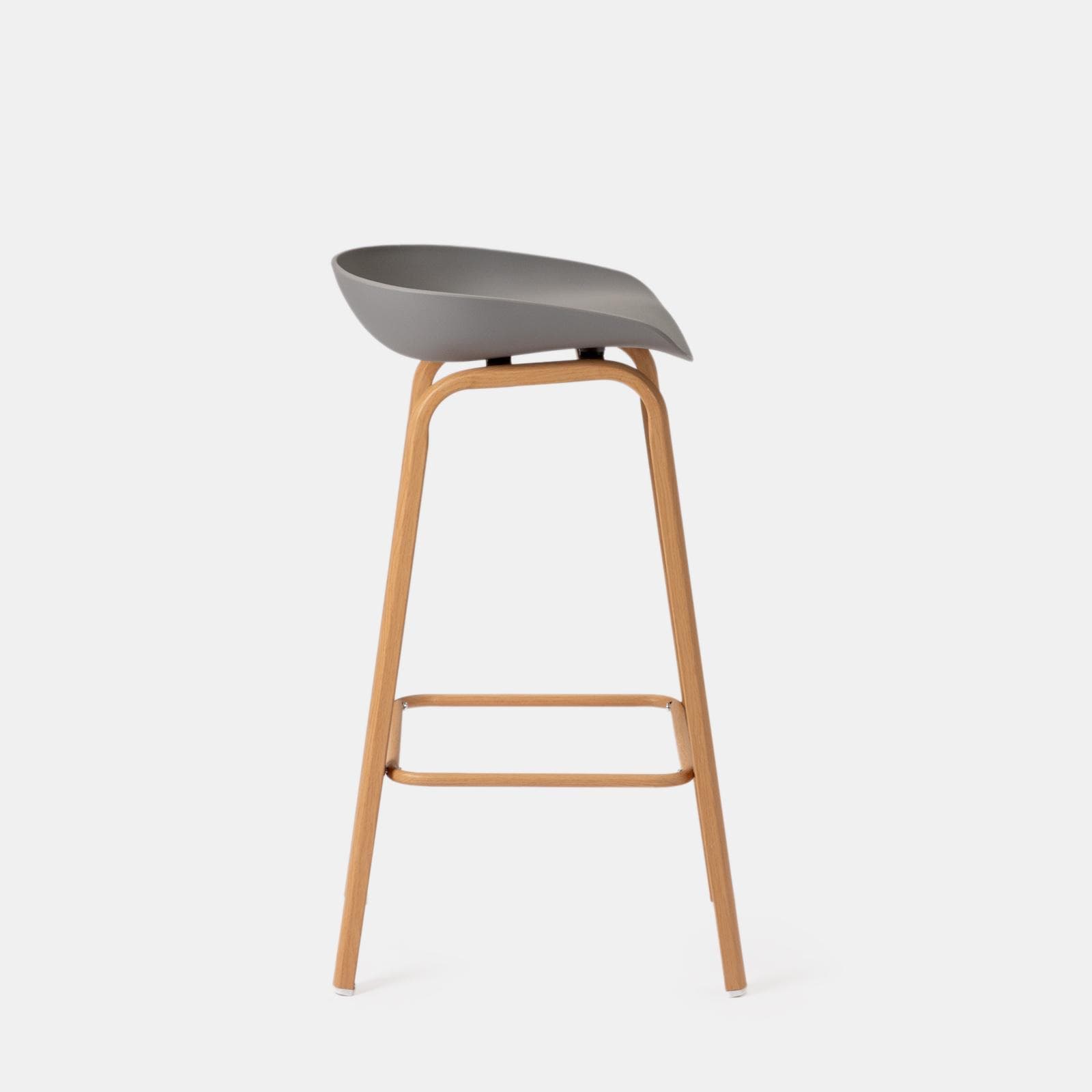 Set 2 sgabelli seduta grigio e gambe in metallo effetto legno - Alborg
