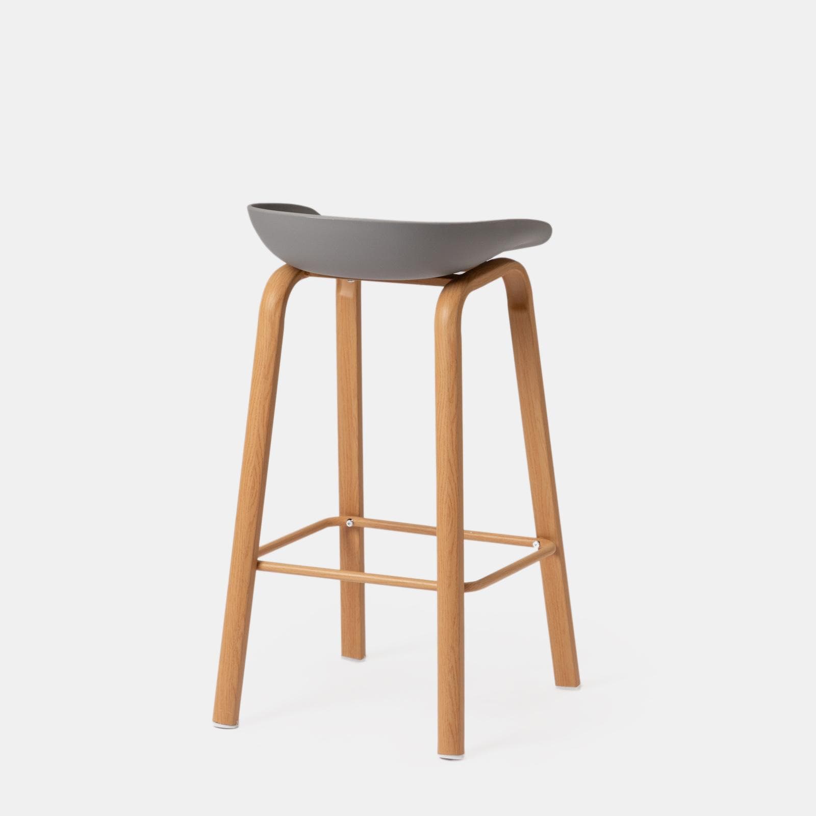 Set 2 sgabelli seduta grigio e gambe in metallo effetto legno - Alborg
