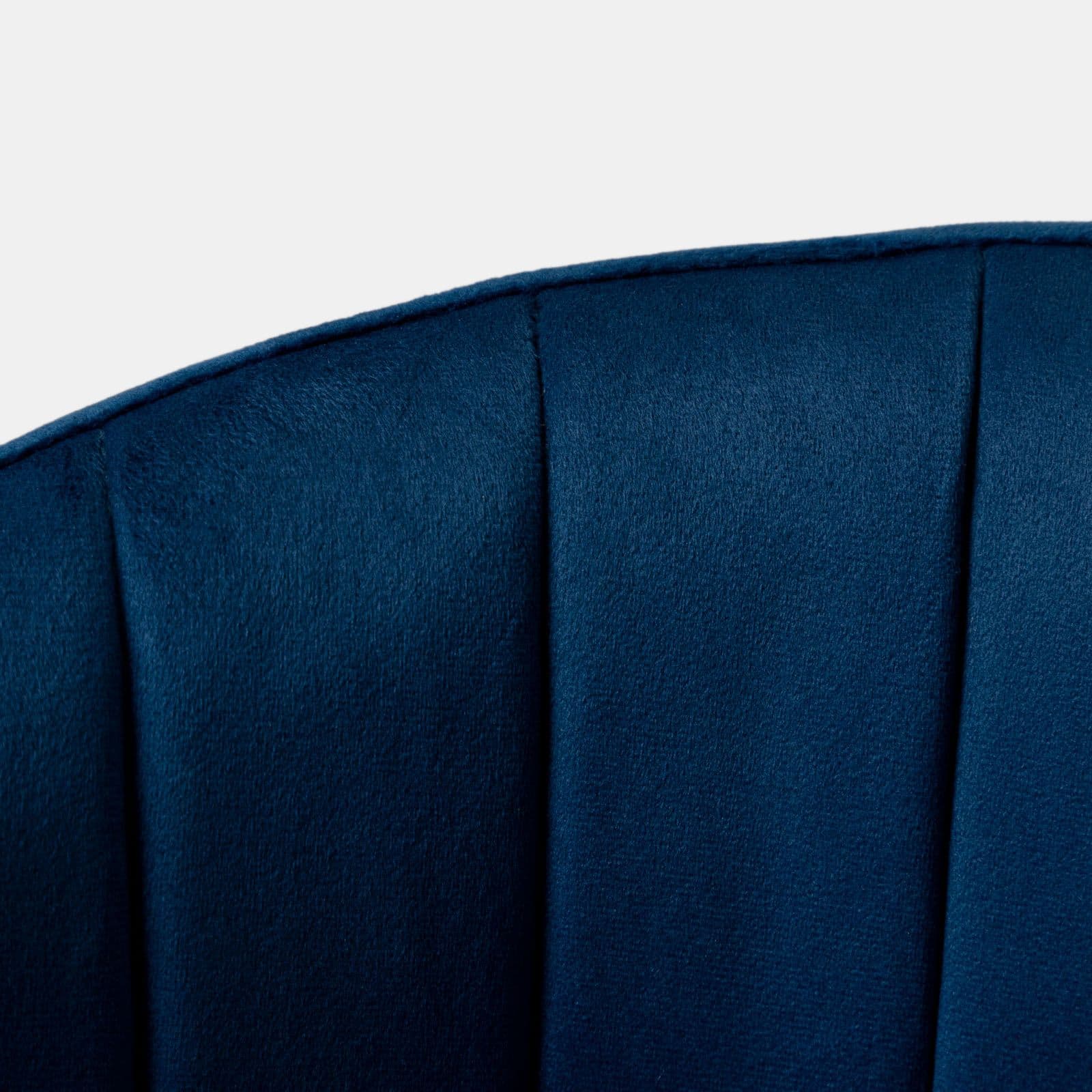 Set 2 sgabelli in velluto blu scuro con schienale a conchiglia e gambe in metallo oro - Halima
