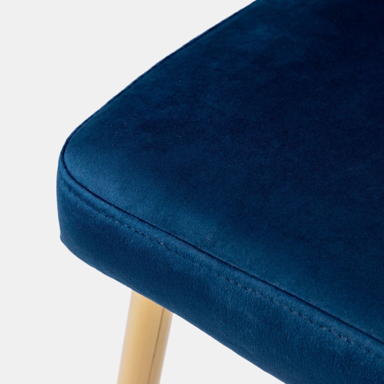 Set 2 sgabelli in velluto blu scuro con schienale a conchiglia e gambe in metallo oro - Halima