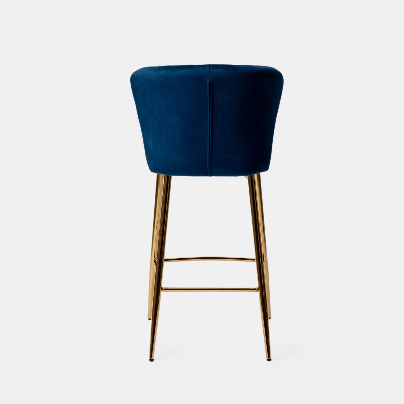 Set 2 sgabelli in velluto blu scuro con schienale a conchiglia e gambe in metallo oro - Halima