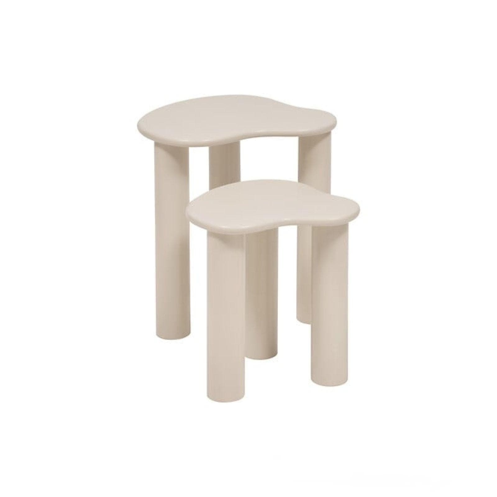 Set 2 tavolini alti impilabili in legno di pino beige semilucido - Lomea