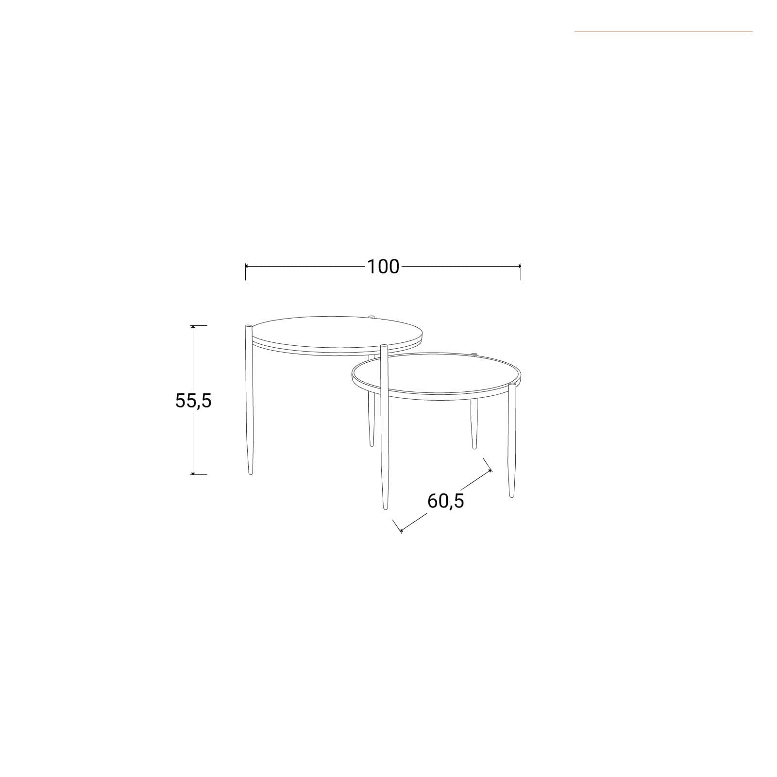 Set 2 tavolini in metallo oro con piano bianco effetto marmo - Lefar