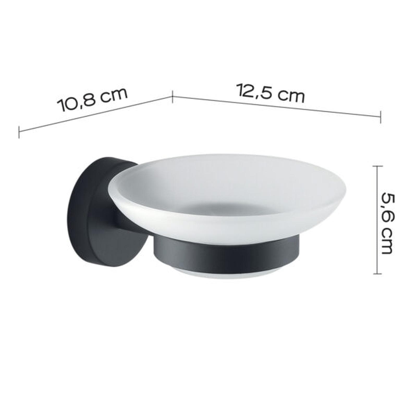 Set 3 accessori a muro in cromall nero opaco e vetro satinato - Eros di Gedy