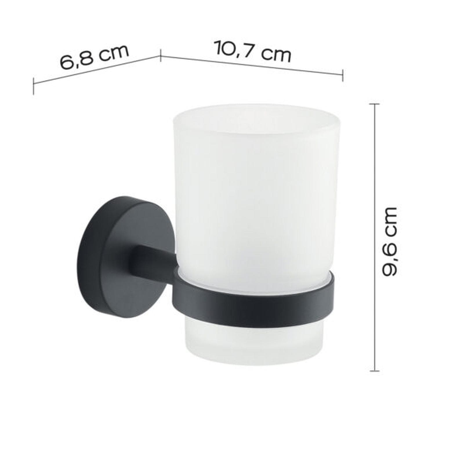 Set 3 accessori a muro in cromall nero opaco e vetro satinato - Eros di Gedy