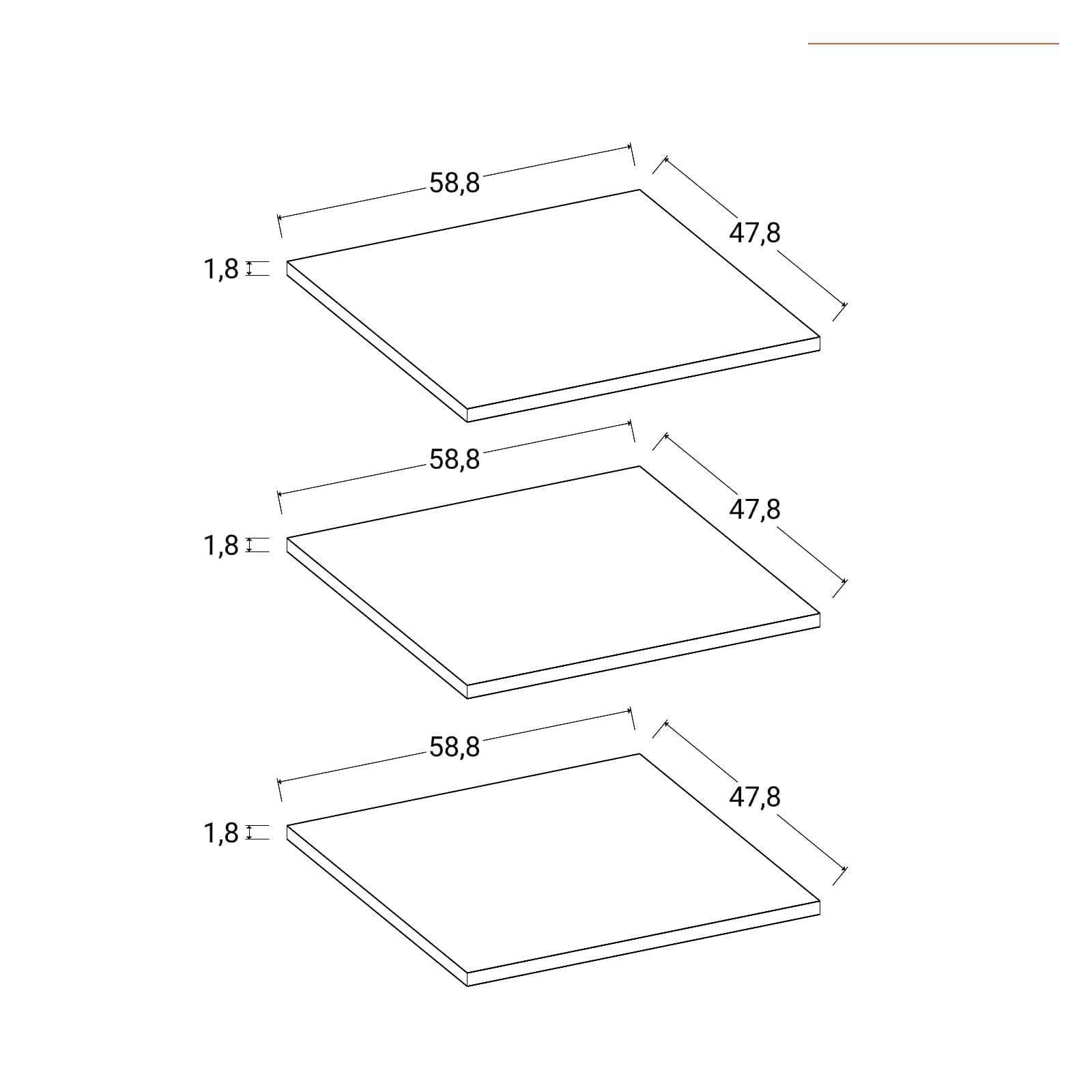 Set 3 ripiani per armadio scorrevole Essex da 120 cm rovere