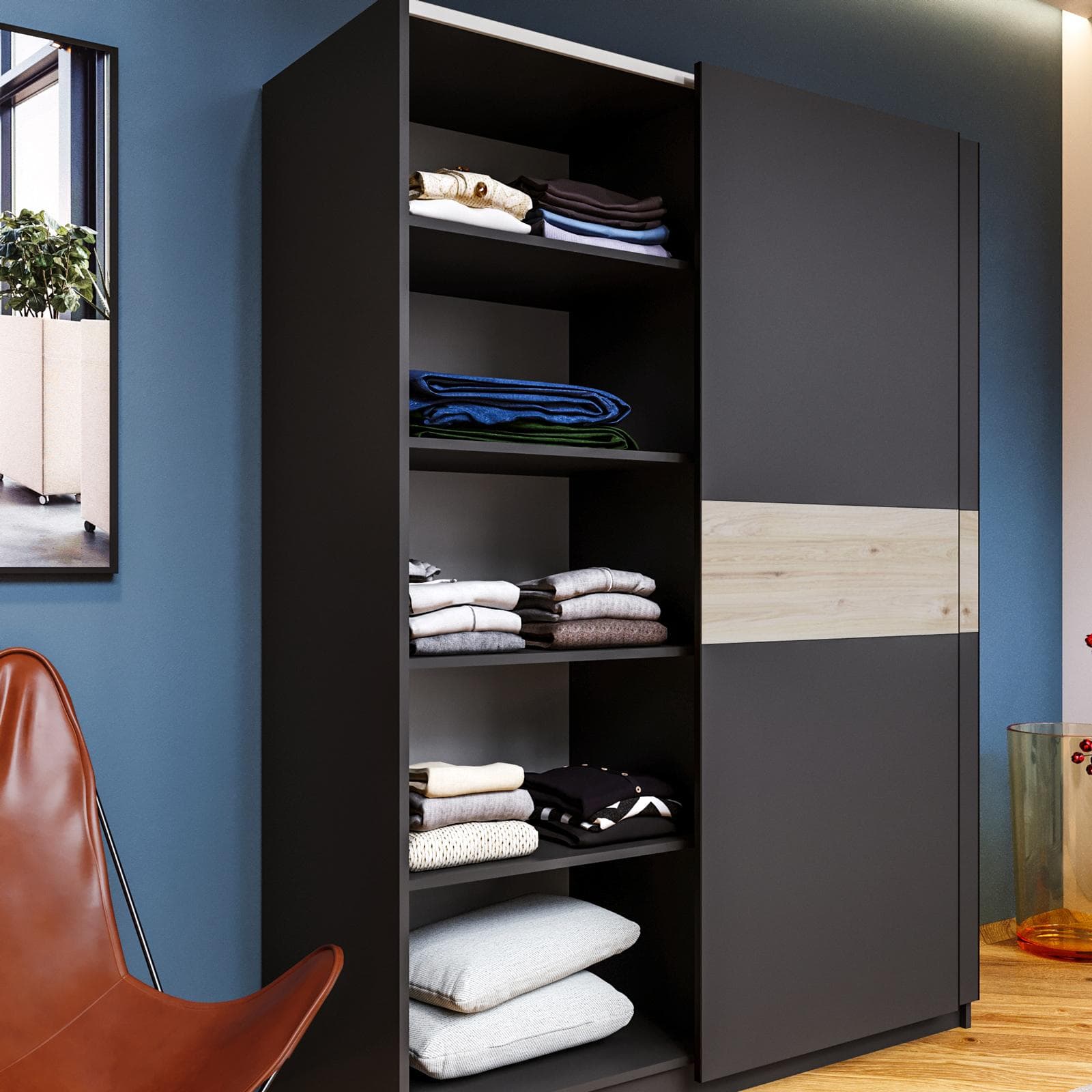 Set 3 ripiani per armadio scorrevole Essex da 150 cm antracite