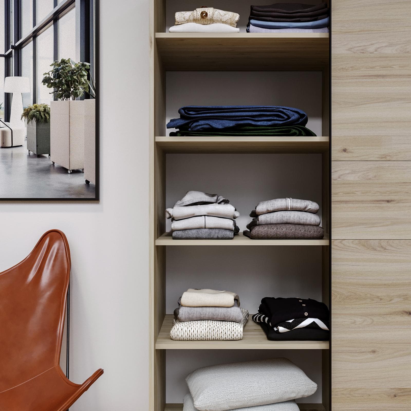 Set 3 ripiani per armadio scorrevole Essex da 200 cm rovere