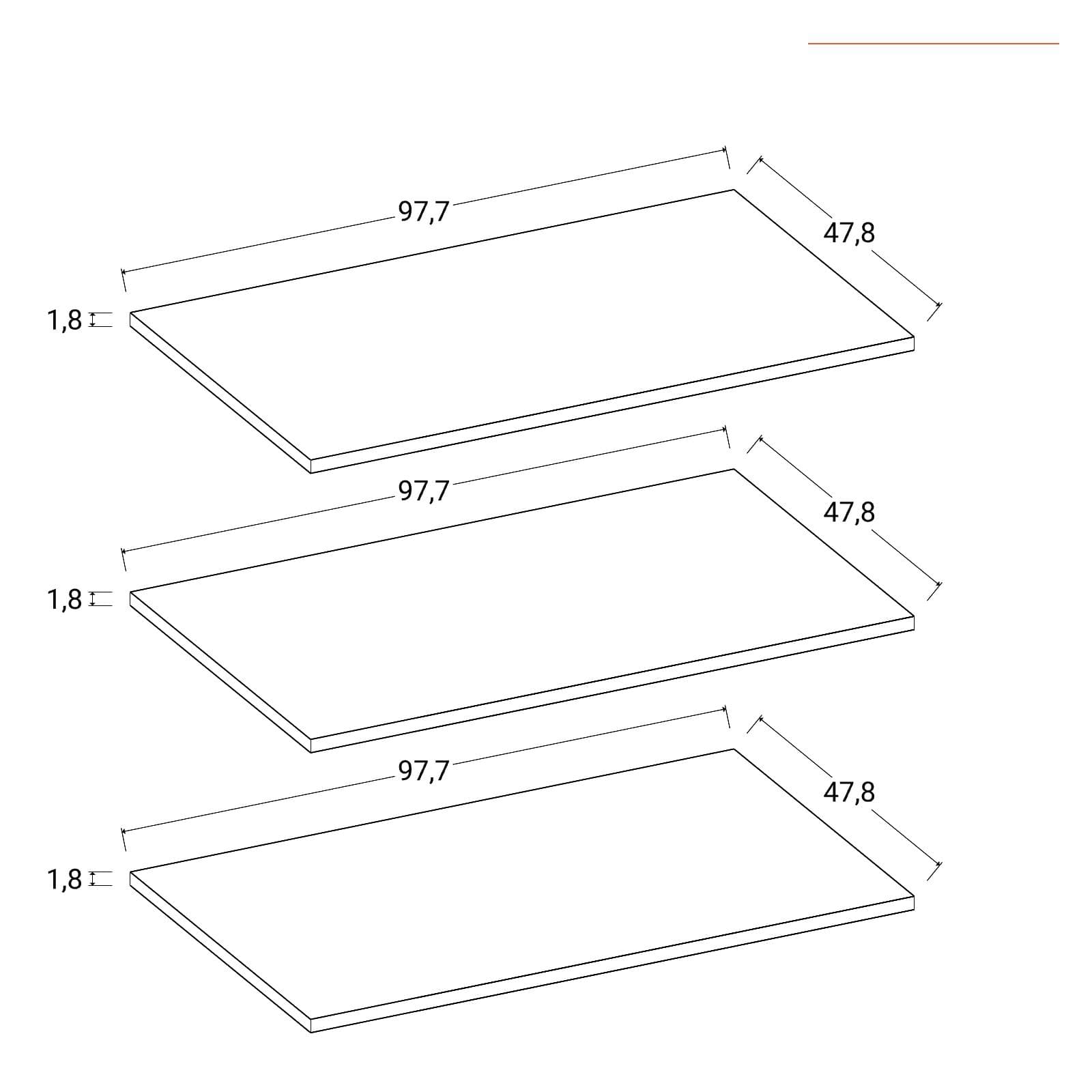 Set 3 ripiani per armadio scorrevole Essex da 200 cm rovere