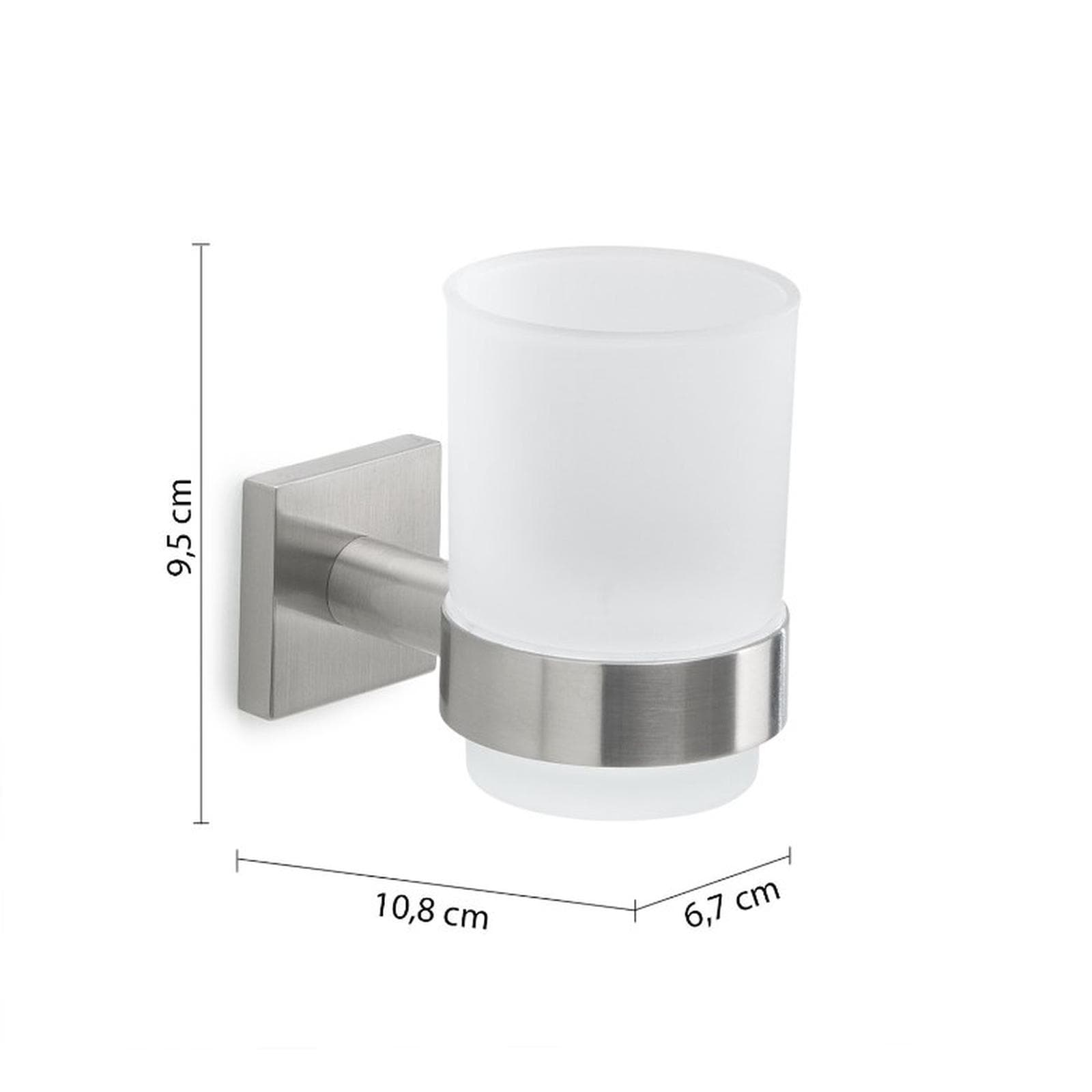 Set 4 accessori a muro in acciaio inox spazzolato e vetro satinato - Fuji di Gedy