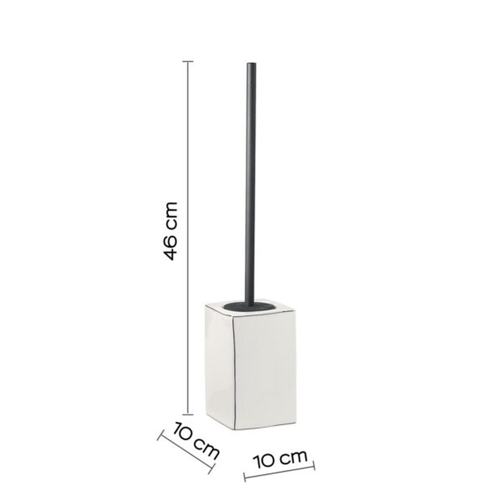 Set 4 accessori da appoggio in ceramica bianco con profilo nero - Lucrezia di Gedy