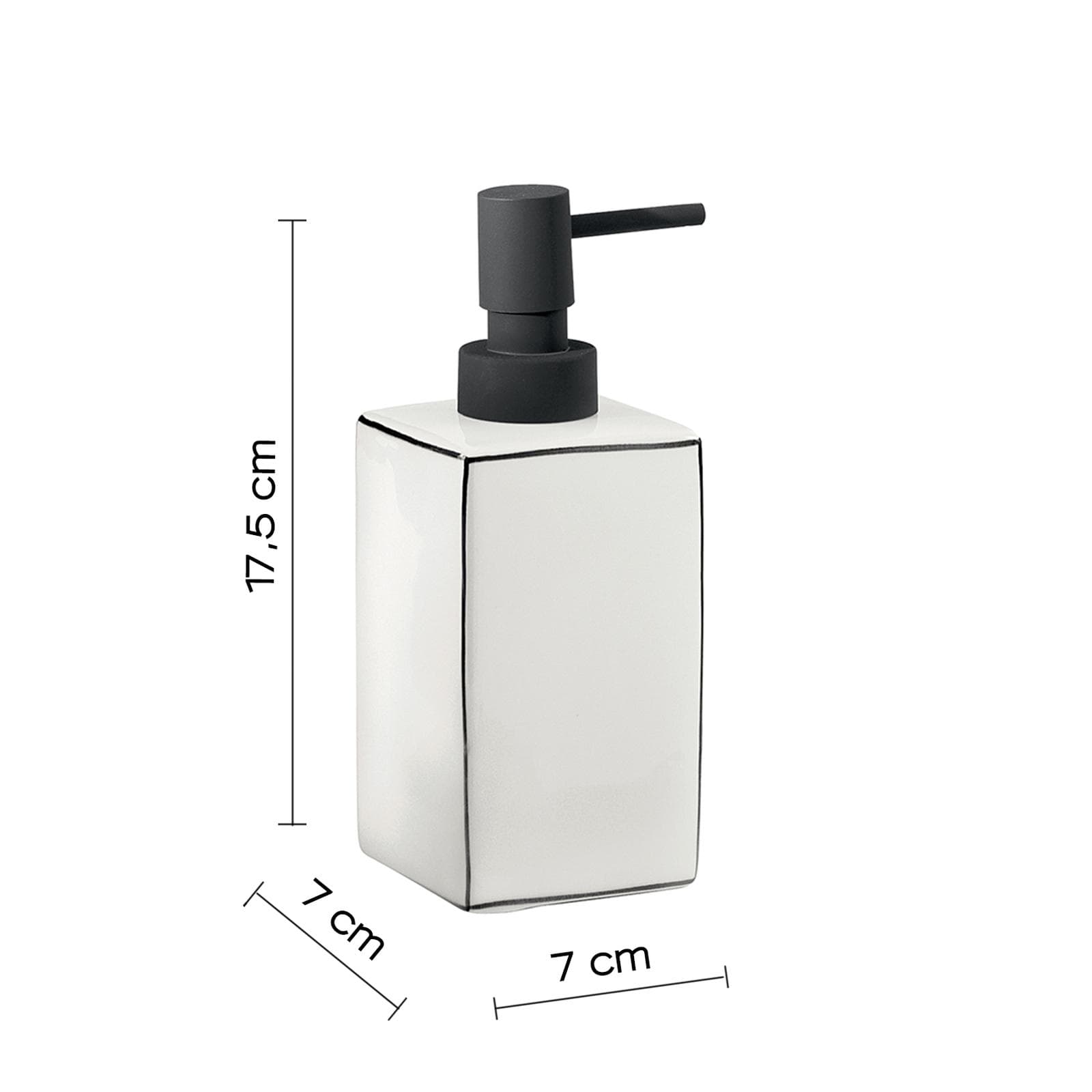 Set 4 accessori da appoggio in ceramica bianco con profilo nero - Lucrezia di Gedy