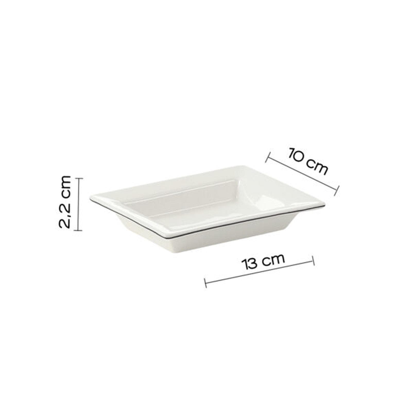 Set 4 accessori da appoggio in ceramica bianco con profilo nero - Lucrezia di Gedy