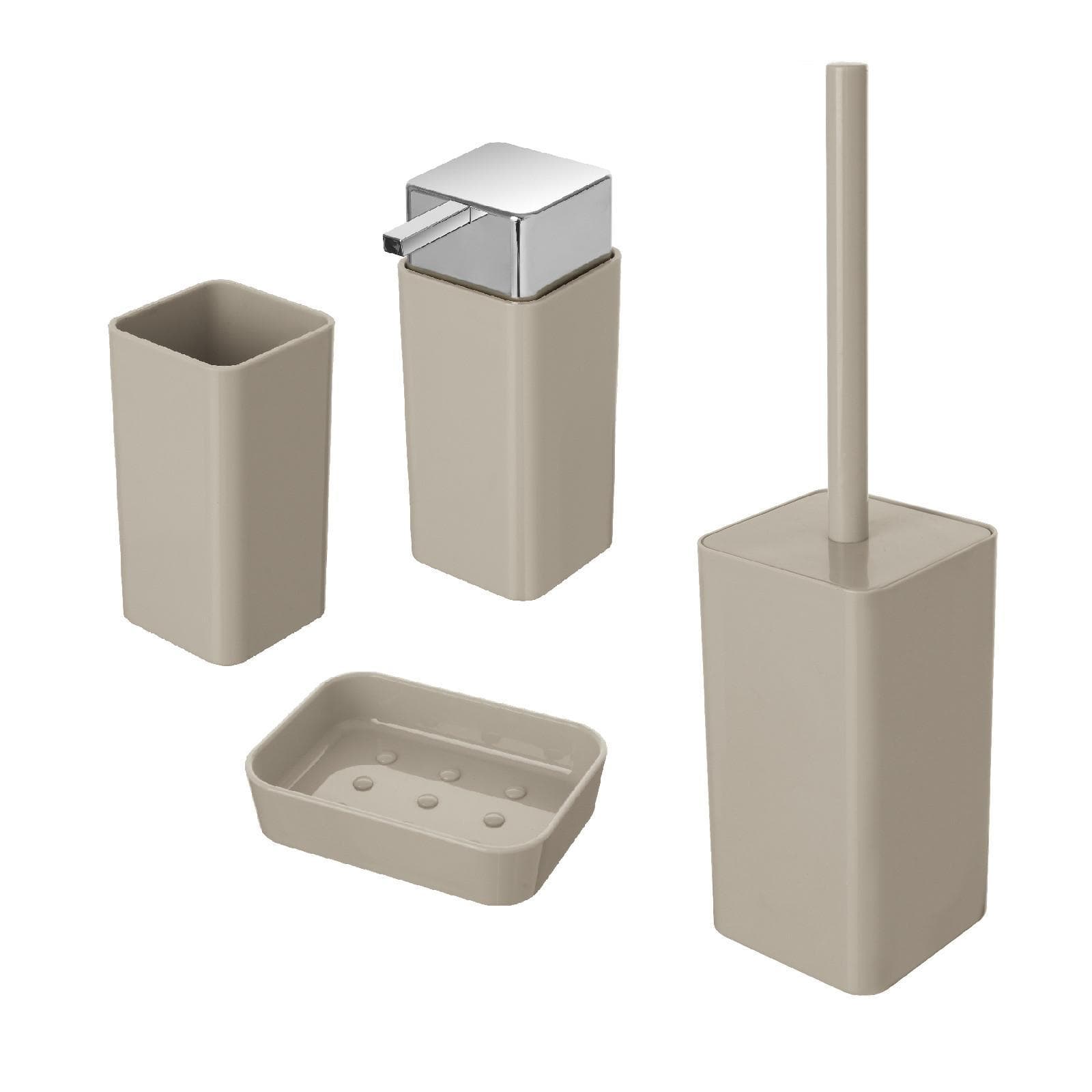 Set 4 accessori da bagno da appoggio beige - Linea Star