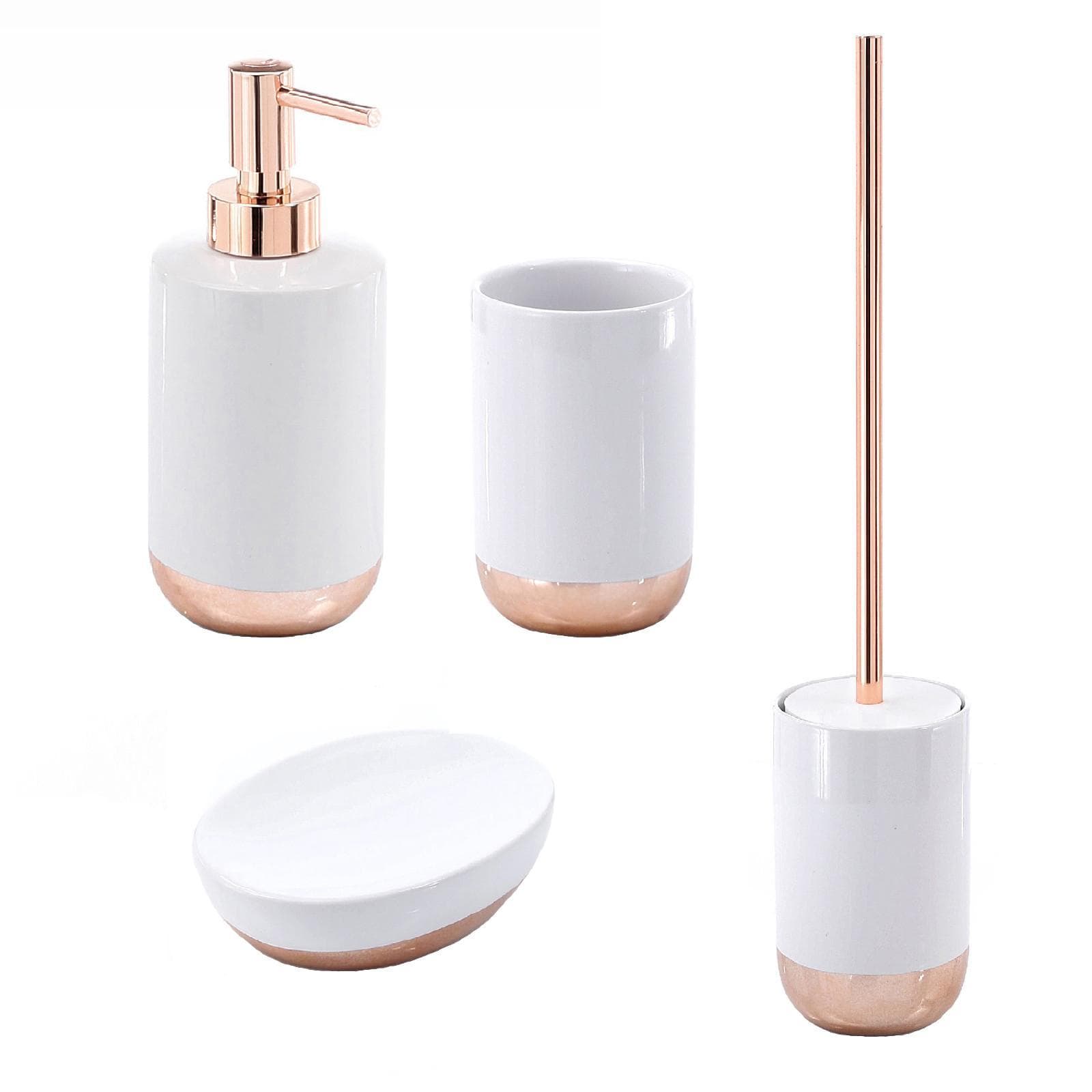 Set 4 accessori d'appoggio in ceramica bianco lucido e rame - Rita di Gedy