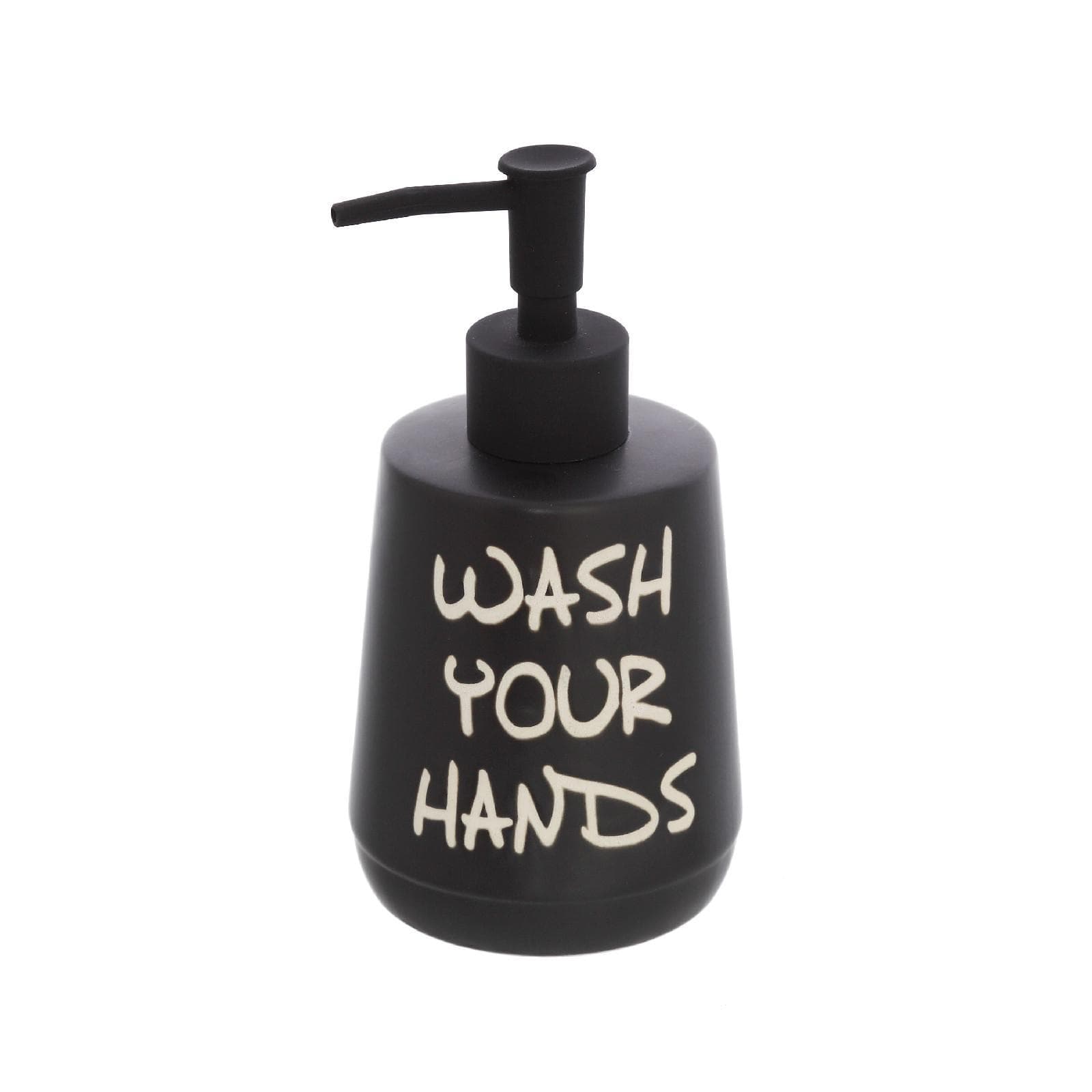 Set 4 accessori da bagno da appoggio in ceramica nero - Linea Wash