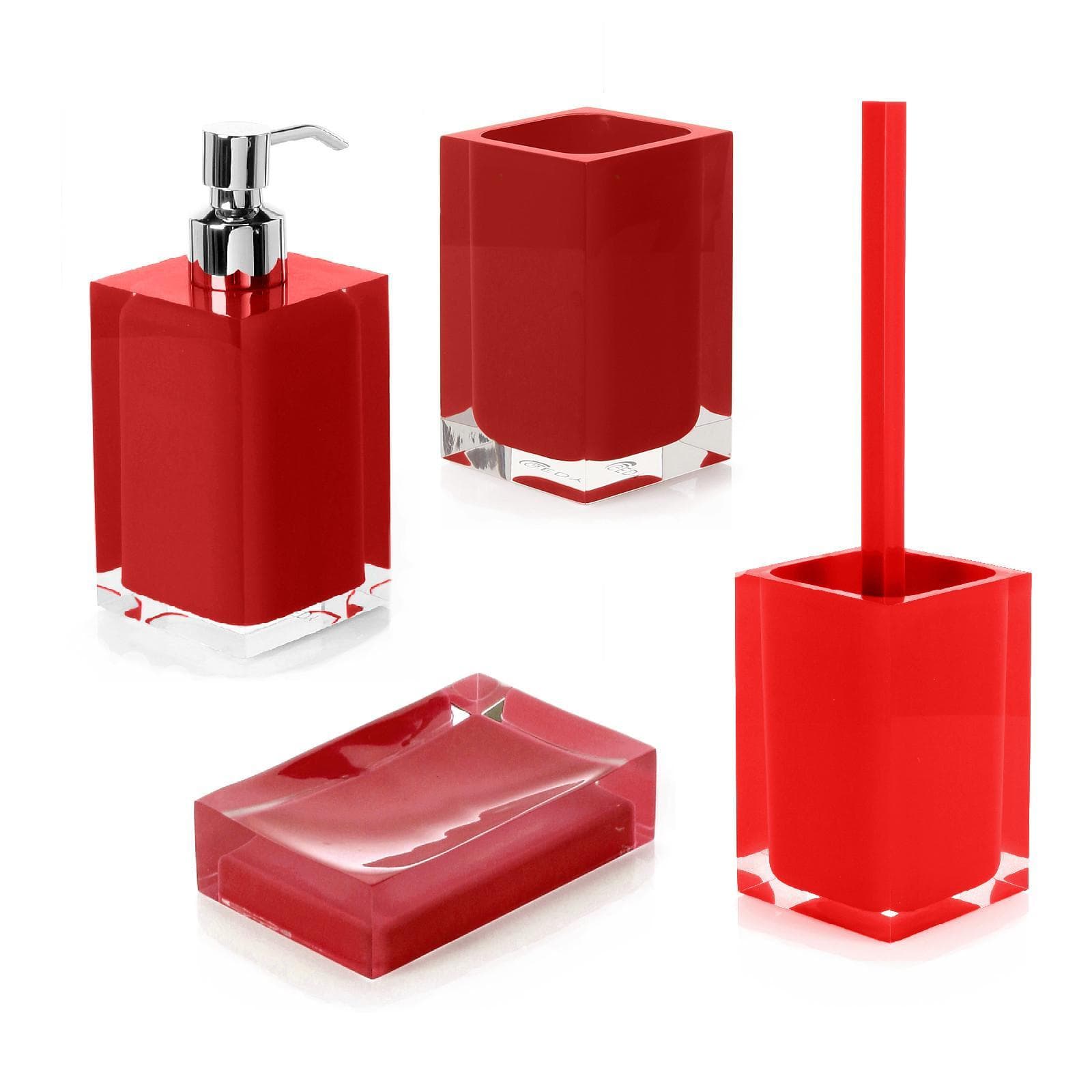 Set 4 accessori da appoggio rosso e trasparente - Rainbow di Gedy