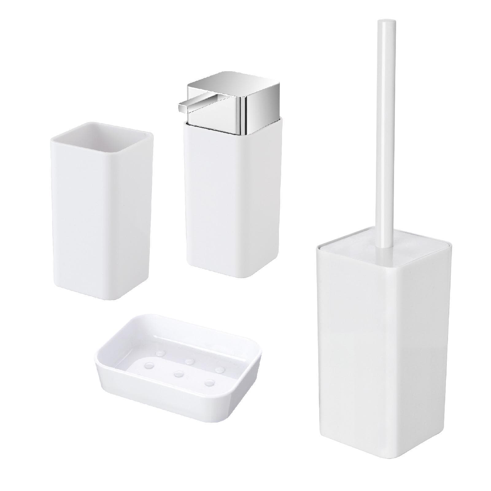Set 4 accessori da bagno da appoggio bianco - Linea Star
