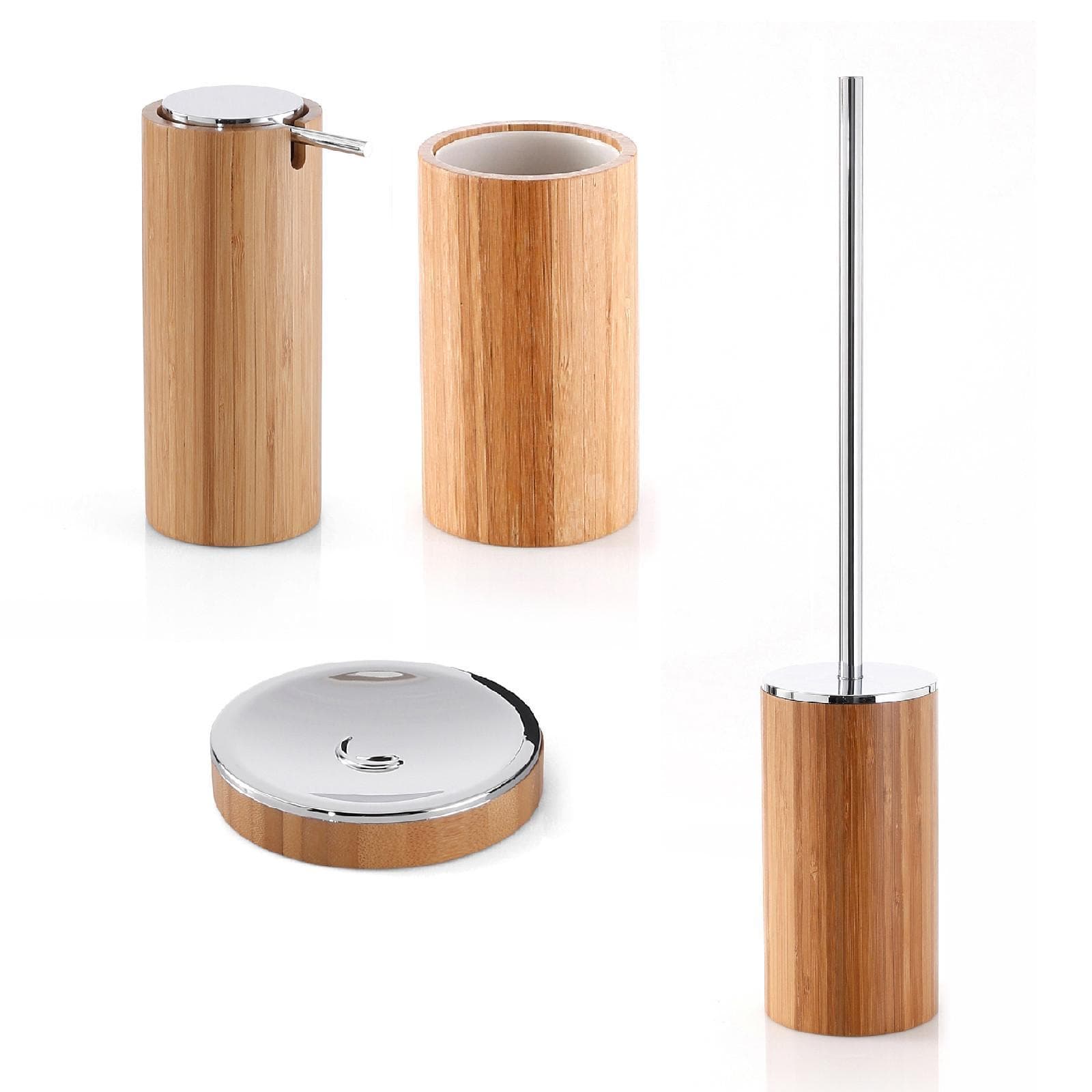 Set 4 accessori d'appoggio in bambù naturale - Altea di Gedy
