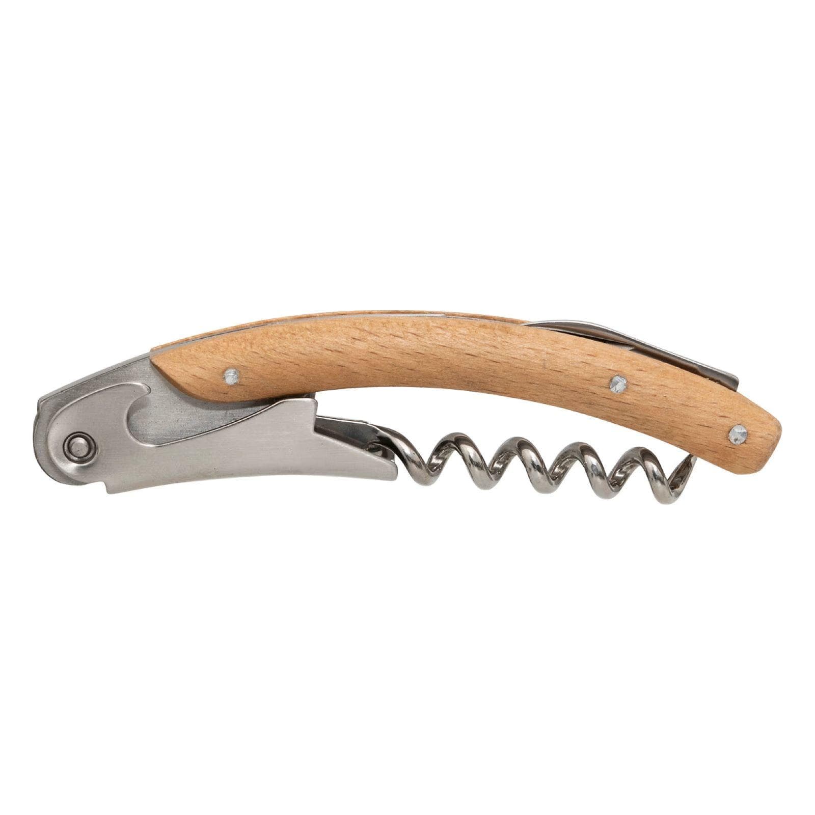 Set 4 accessori per sommelier in metallo cromo e cofanetto in legno