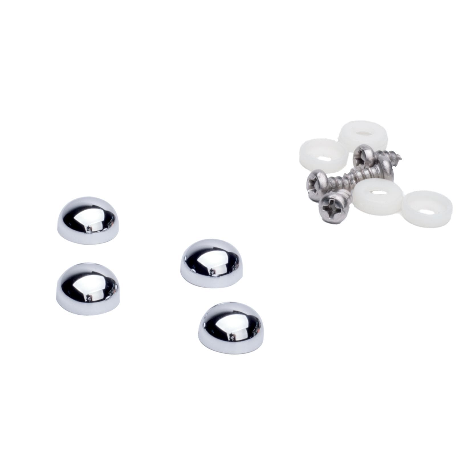 Set 4 copriviti con viti incluse finitura cromata universali