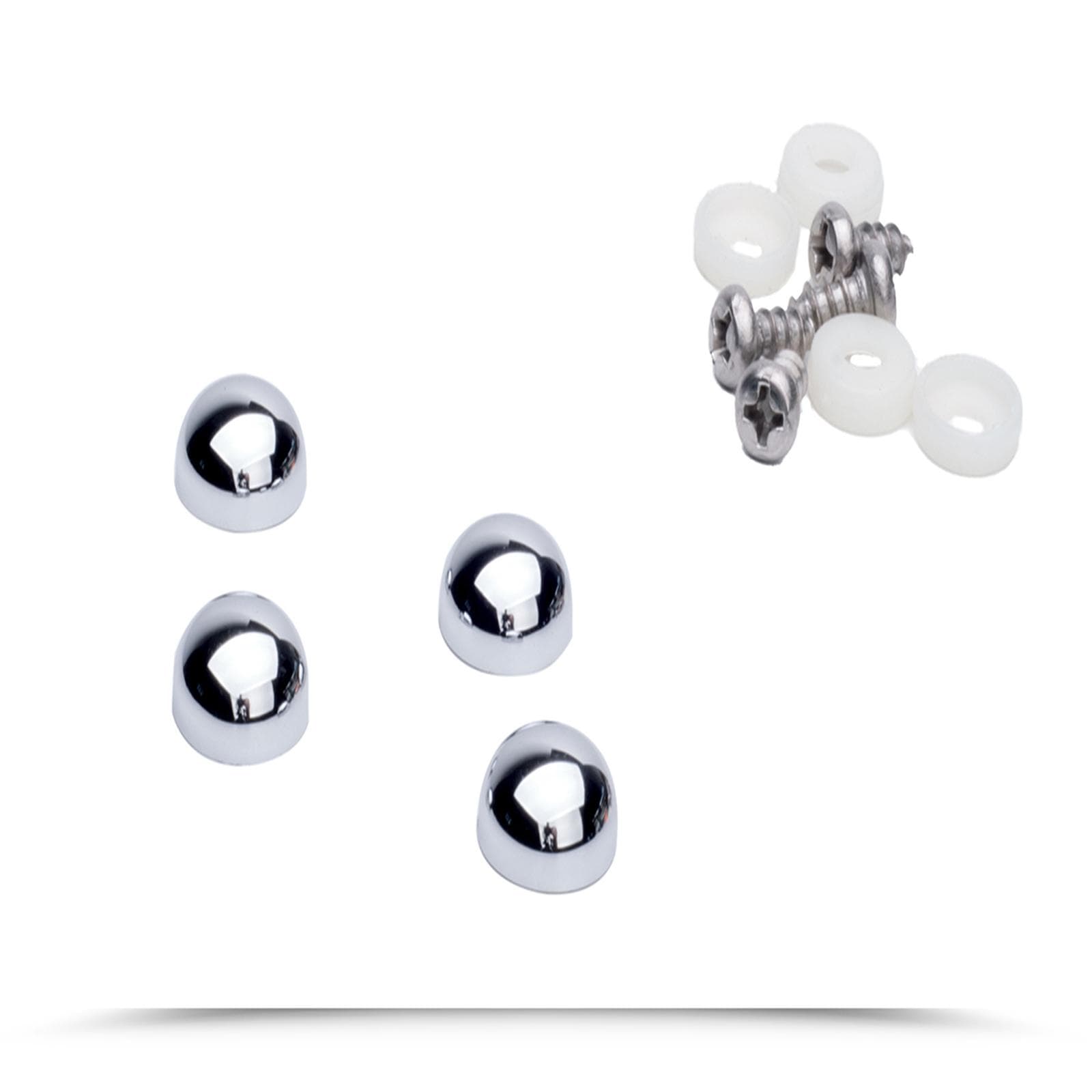 Set 4 copriviti con viti incluse finitura cromata universali