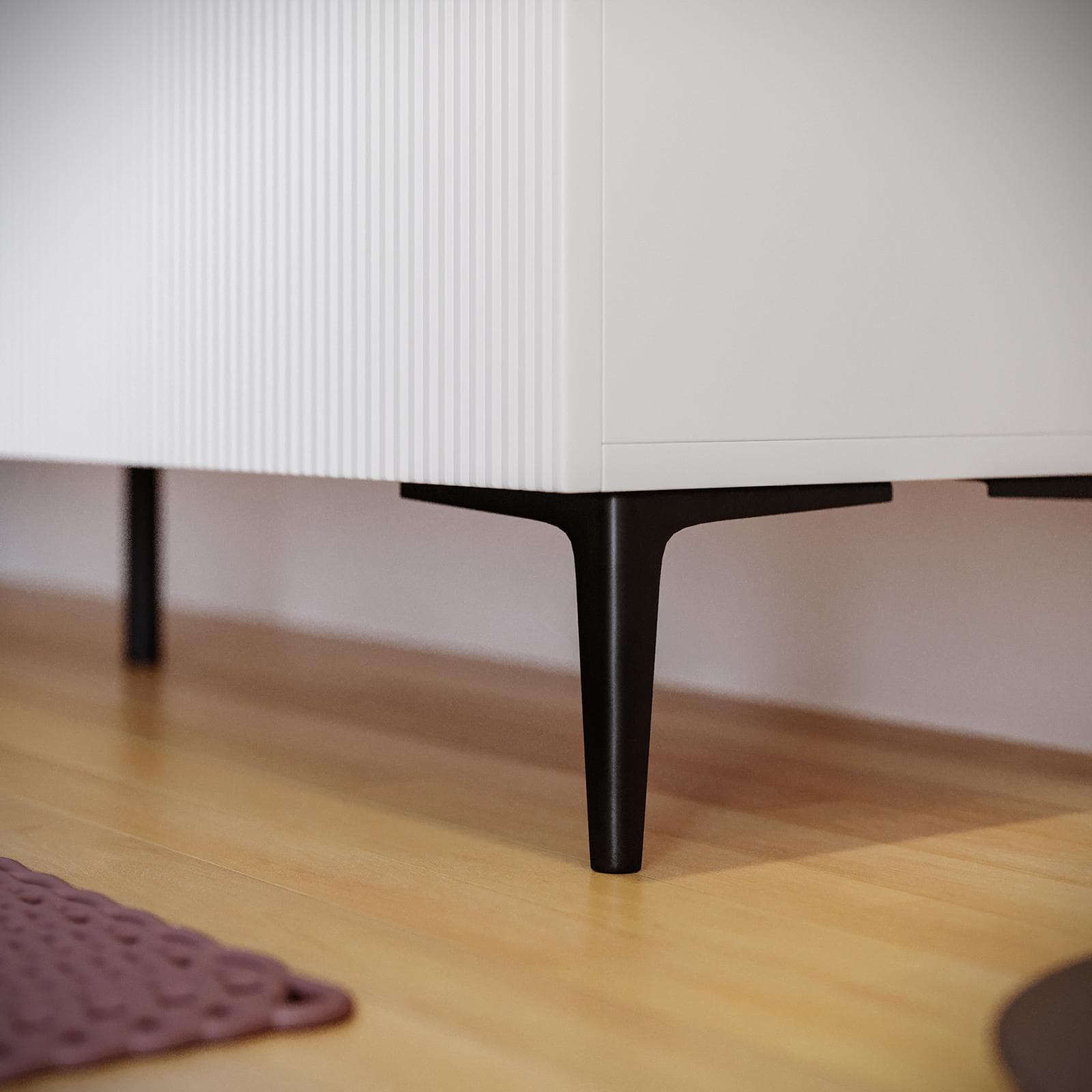 Set 4 piedini angolari e 1 piede centrale finitura nero opaco per mobili superiori a 120 cm - Judith