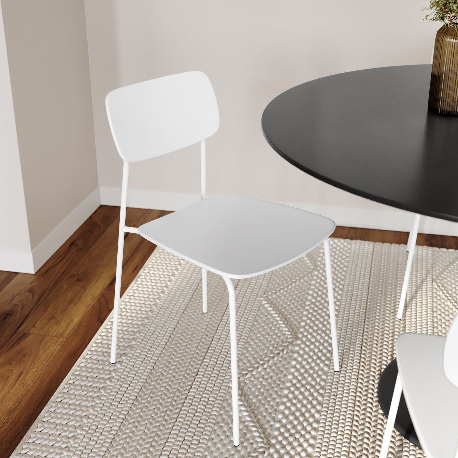 Set 4 sedie bianco con gambe in metallo - Mika