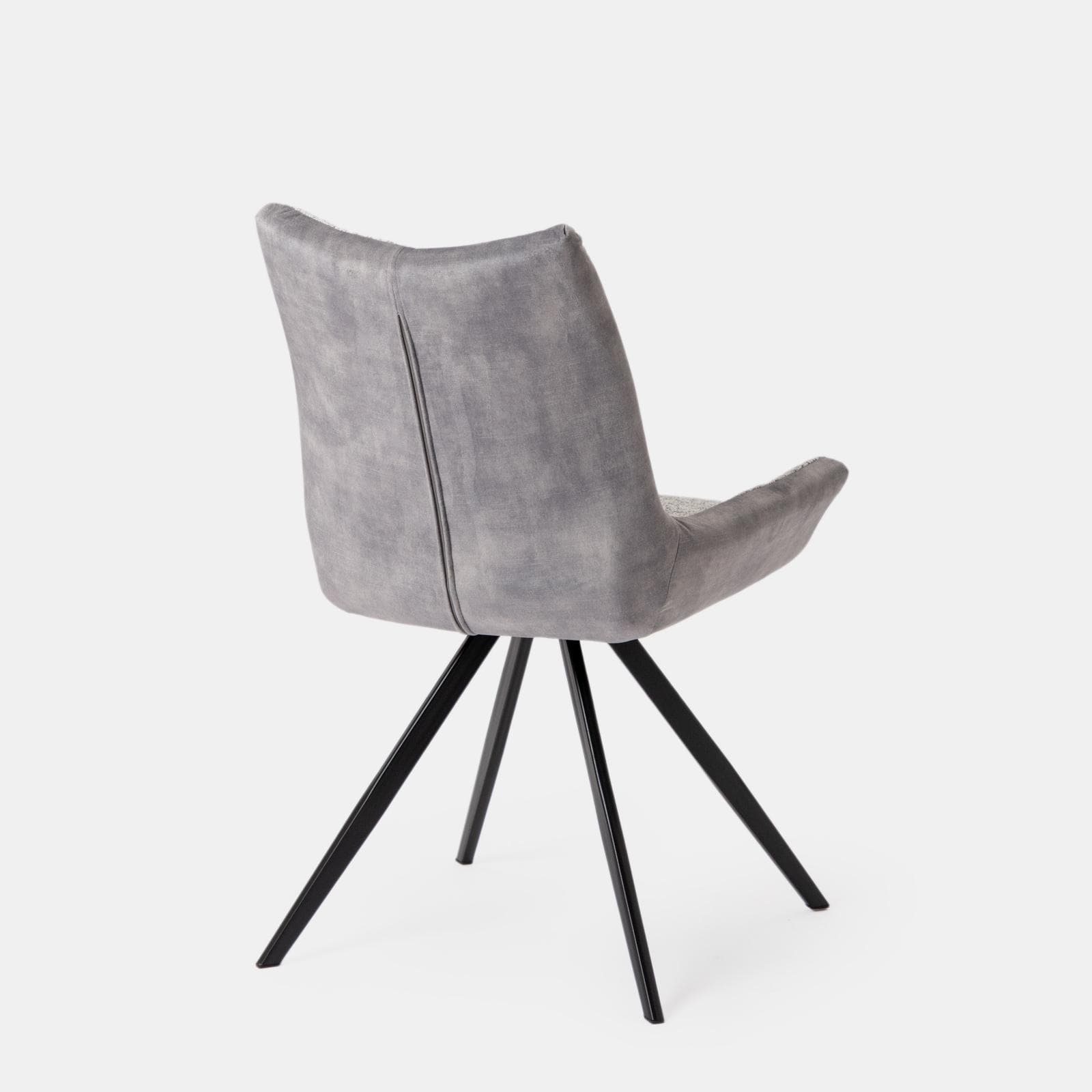 Set 4 sedie bicolore in velluto grigio ghiaccio e tessuto bouclé bianco con gambe nere - Graham