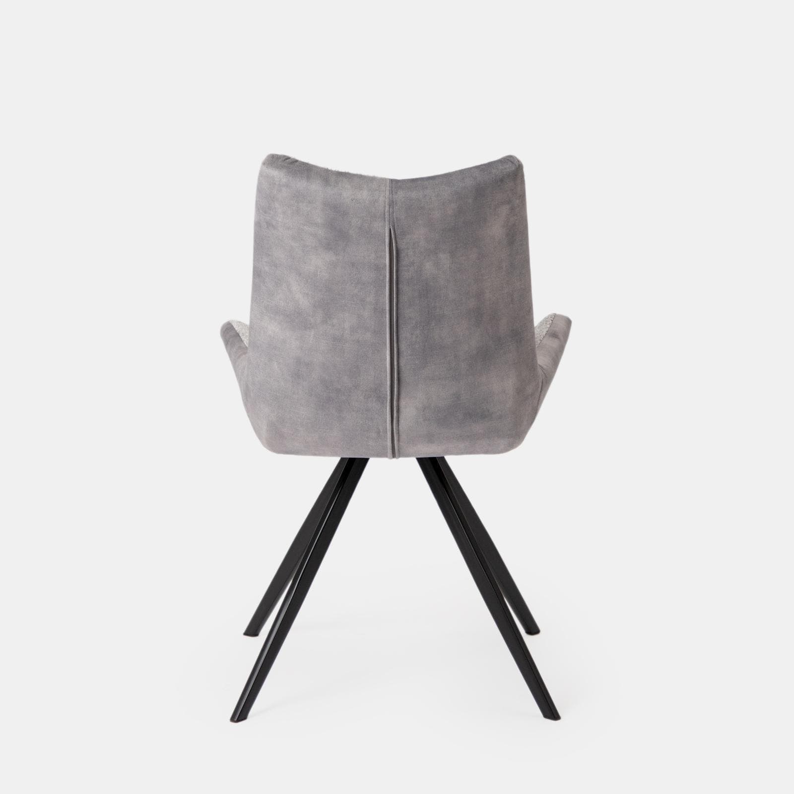 Set 4 sedie bicolore in velluto grigio ghiaccio e tessuto bouclé bianco con gambe nere - Graham