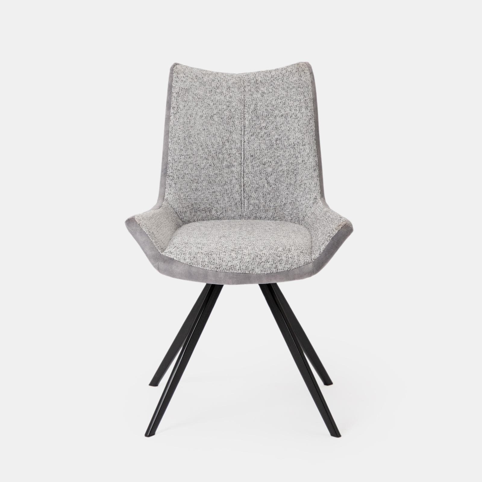 Set 4 sedie bicolore in velluto grigio ghiaccio e tessuto bouclé bianco con gambe nere - Graham