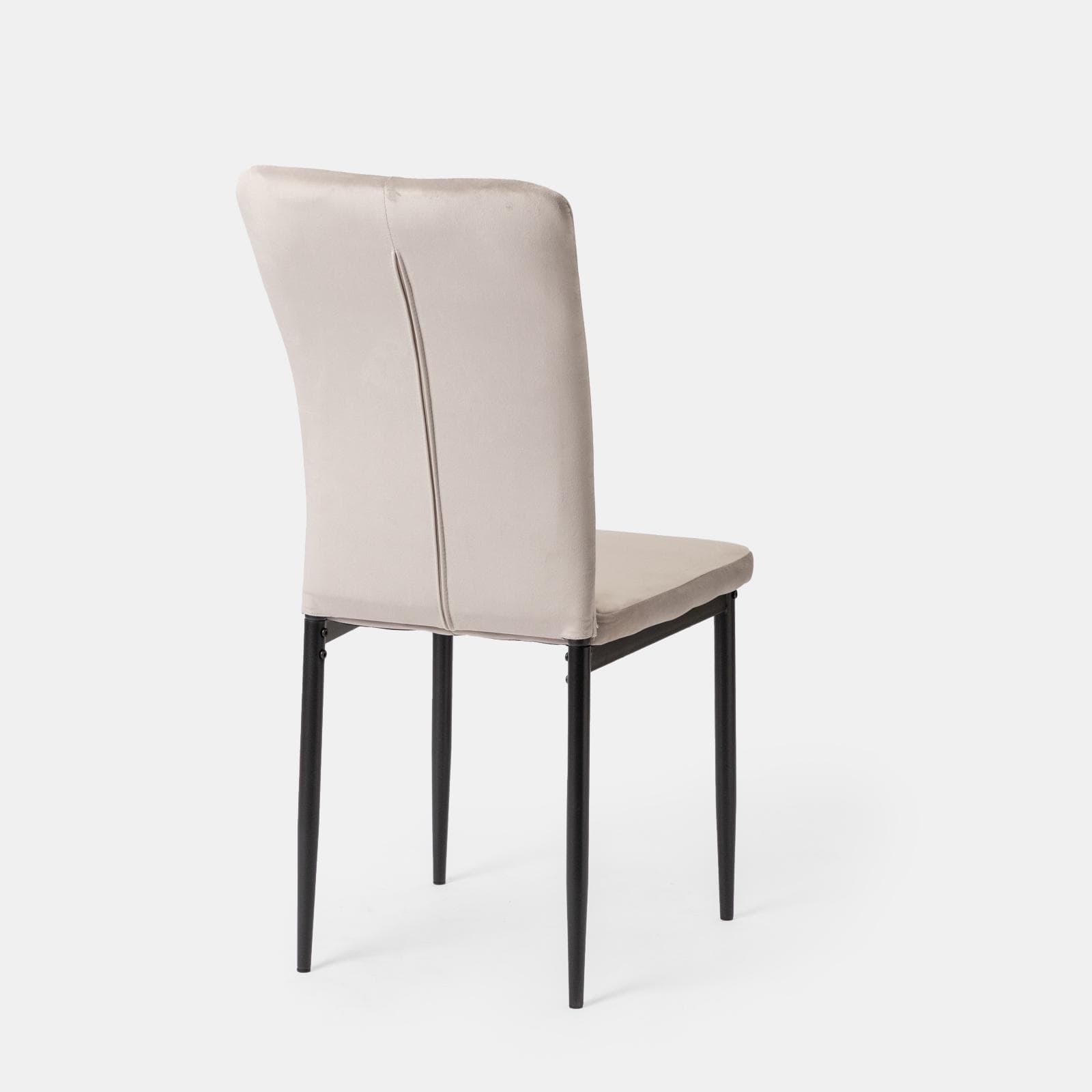 Set 4 sedie con schienale alto in velluto beige e gambe in metallo nero - Madden