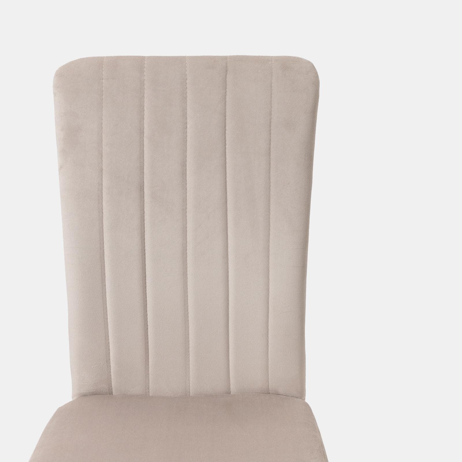 Set 4 sedie con schienale alto in velluto beige e gambe in metallo nero - Madden