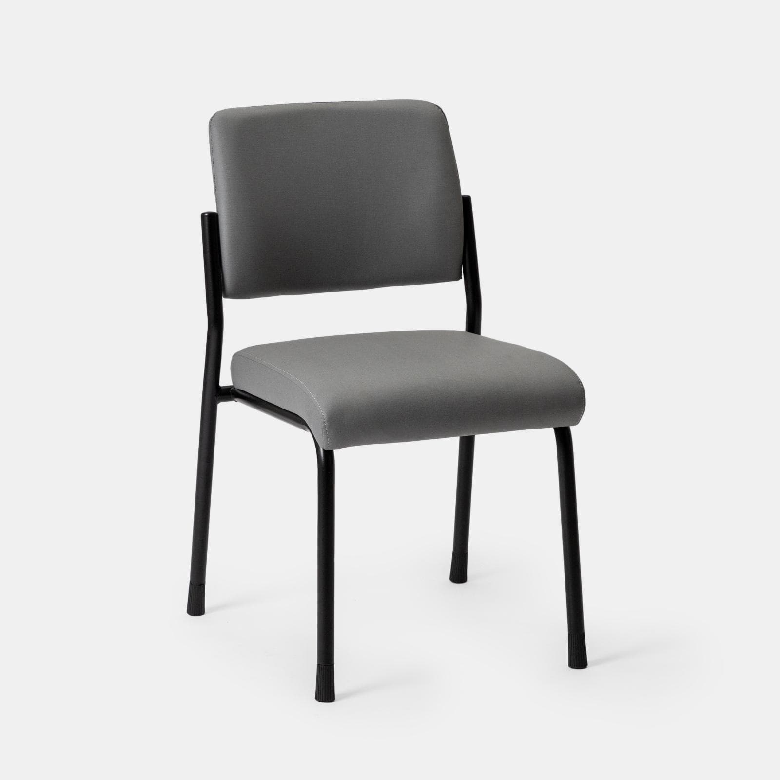Set 4 sedie da ufficio imbottite in tessuto grigio e gambe in metallo nero - Gomez