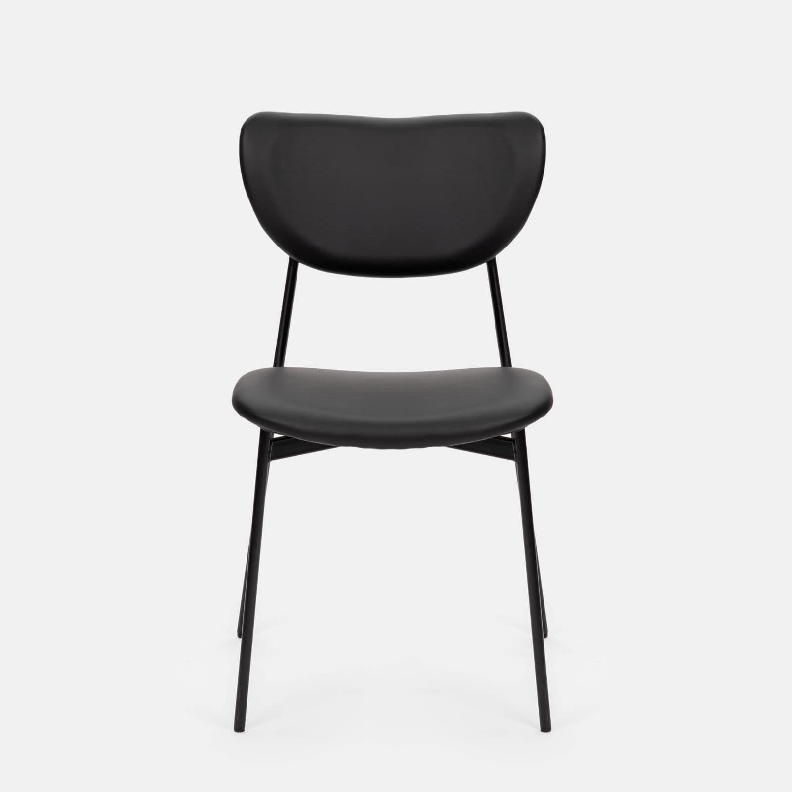 Set 4 sedie da ufficio in similpelle nera con gambe nere - Flaminia